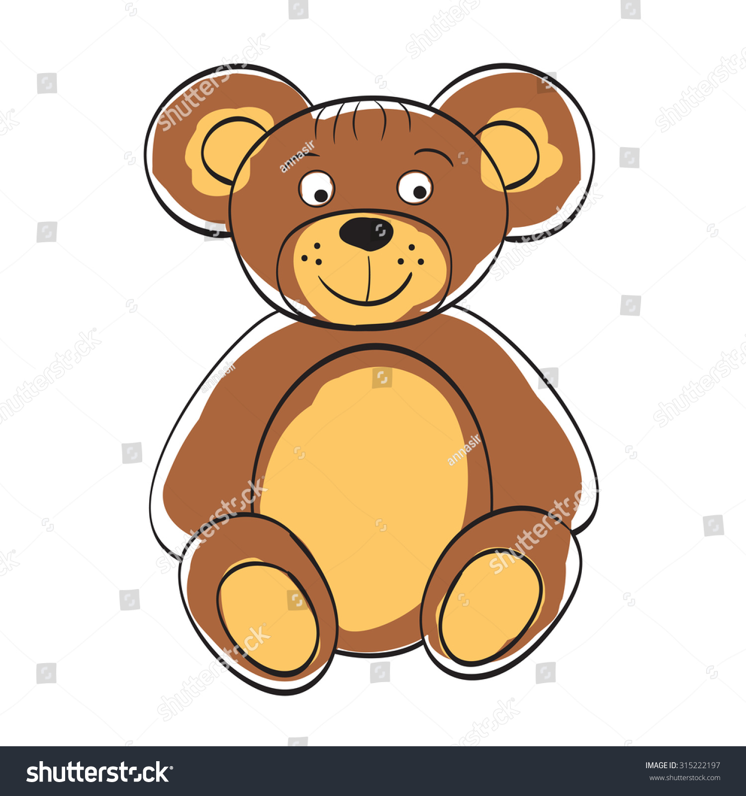 brown cartoon bear sitting on a white background