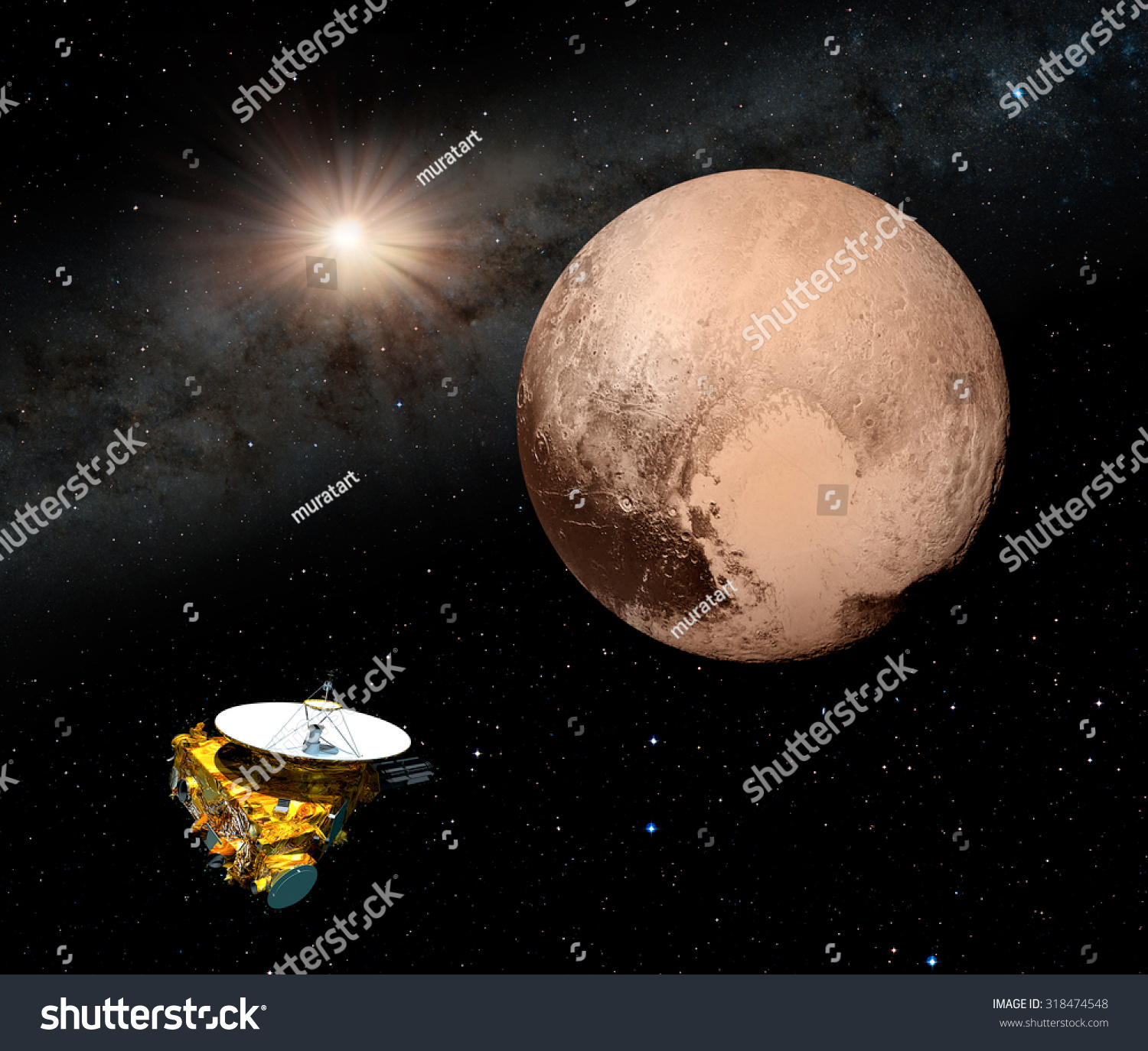 New Horizons spacecraft and Pluto "Elements of this image furnished by NASA "
