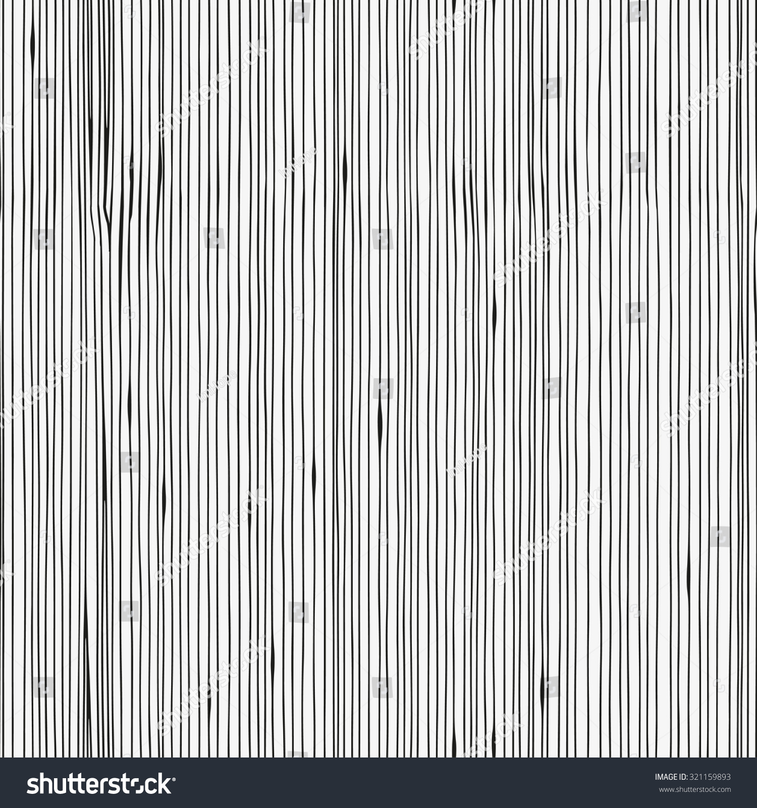 Seamless pattern with wood texture. Hand-drawn vertical lines. Made by trace from sketch. Ink pen. Black and white pattern in vector.