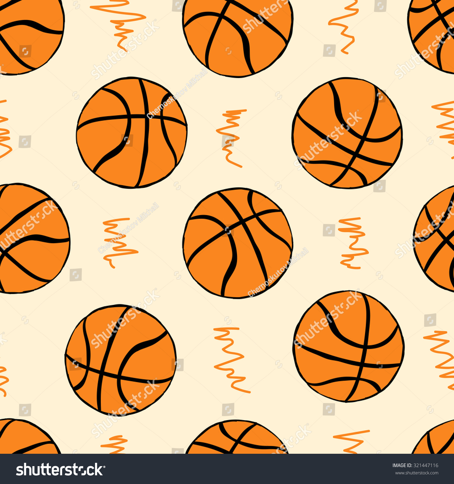 Seamless texture with basketballs balls on the light