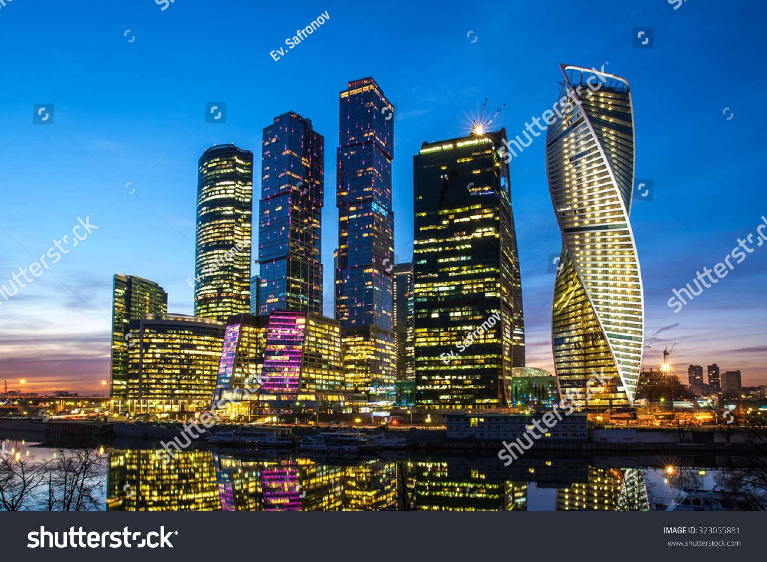 Moscow city (Moscow International Business Center) at night  Russia
