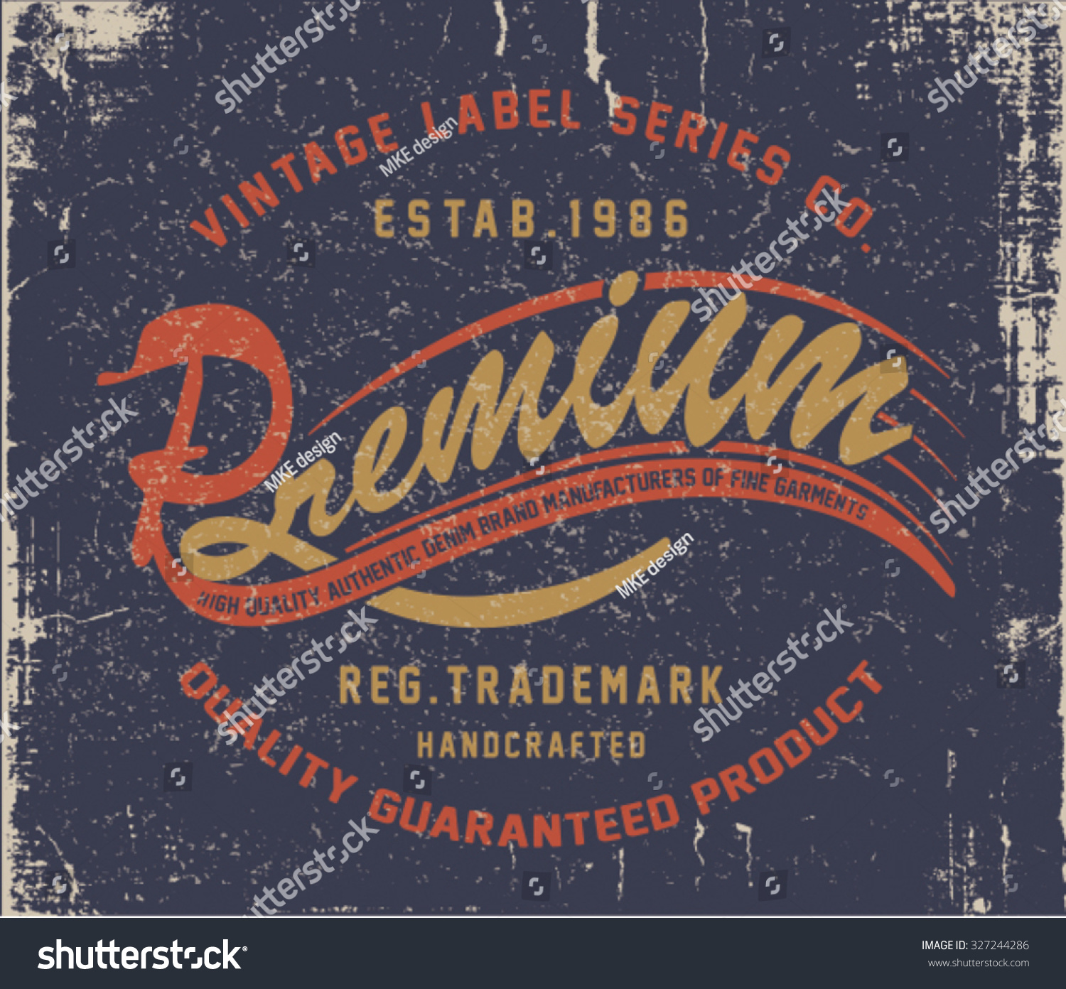 Vintage Label Design for t-shirt with old effect