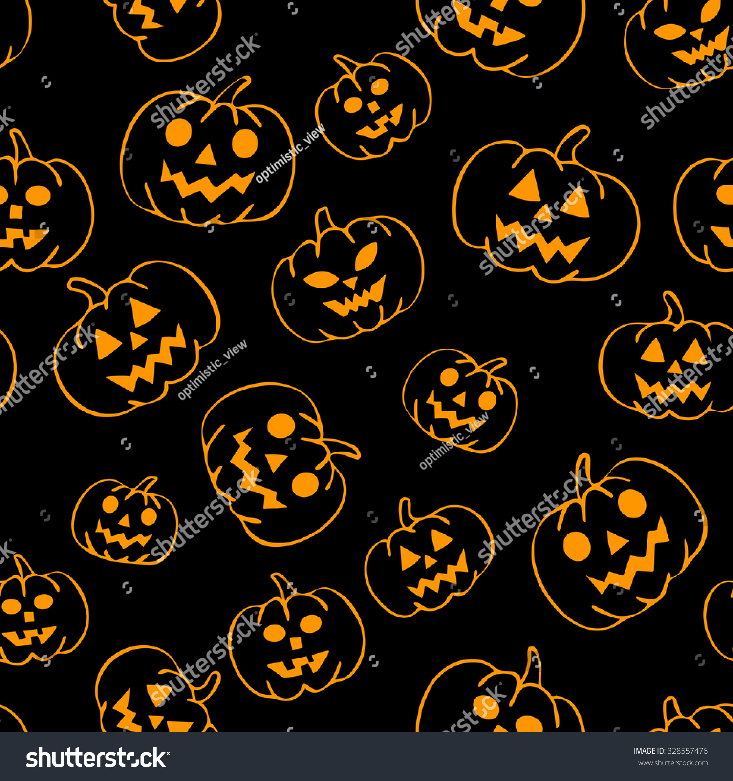 Seamless pattern with traditional carved pumpkins. Perfect background for your Halloween design.
