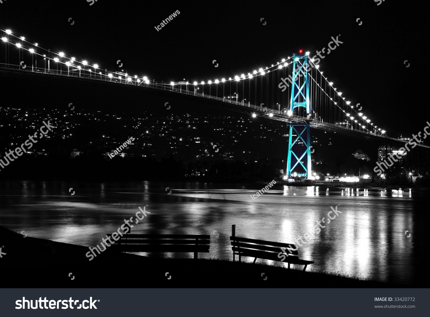 Night scene of Lions Gate  BC Canada