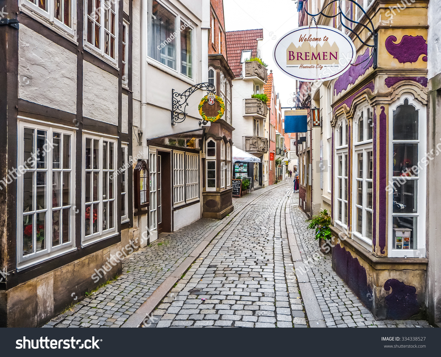 Colorful houses in historic Schnoorviertel in Bremen  Germany