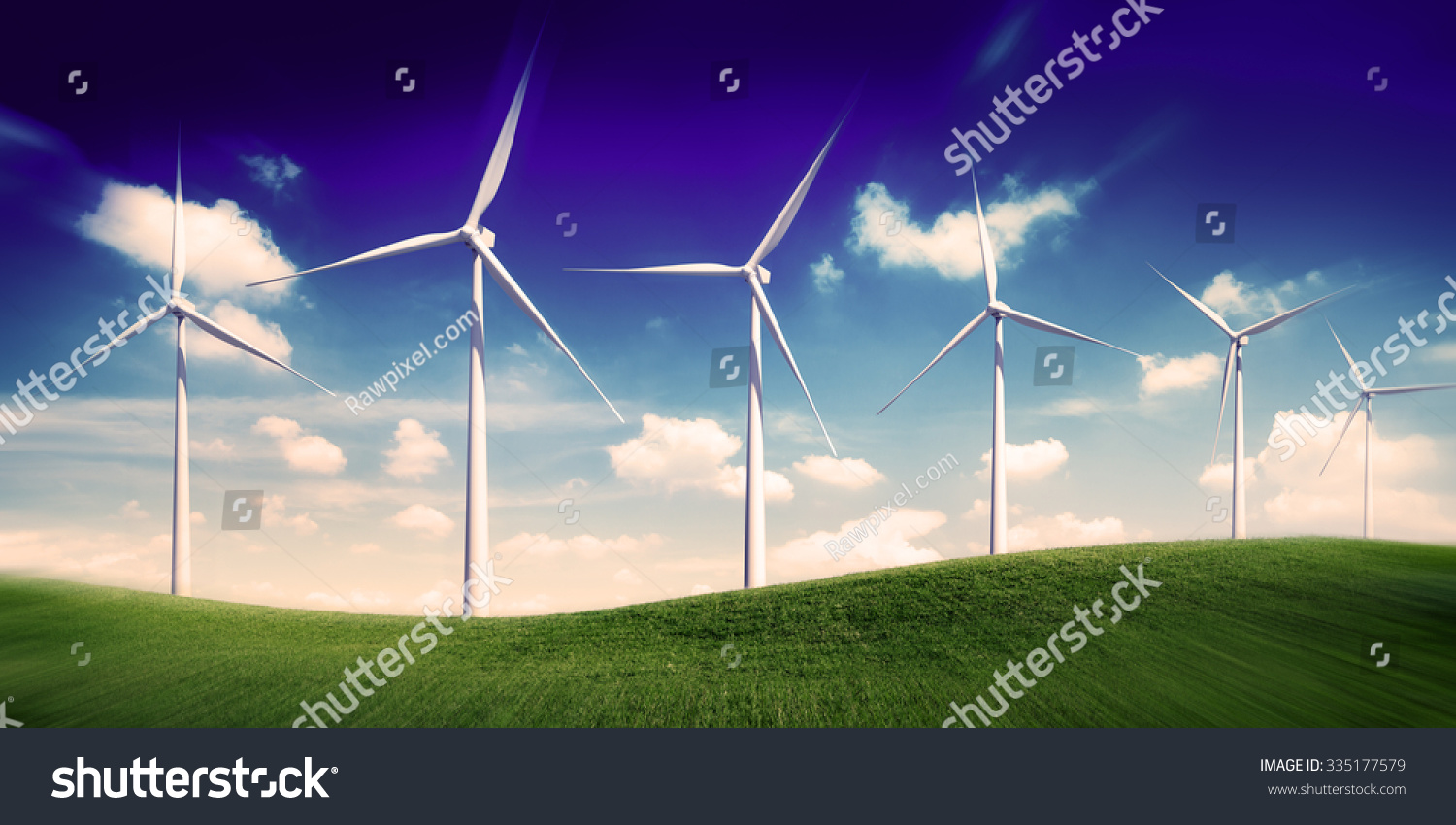 Hill Wind Turbine Green Outoors Environmetal Conservation Concept