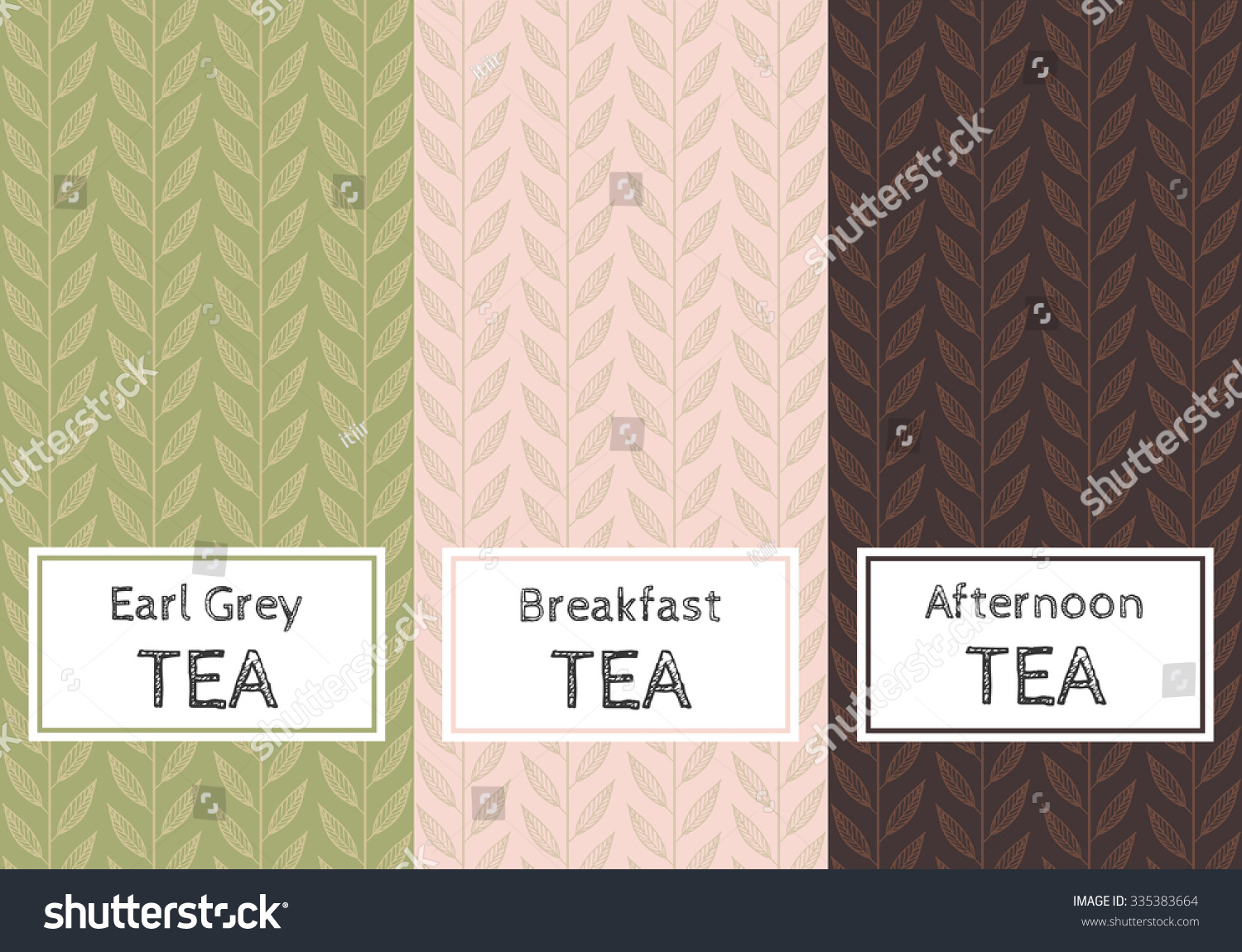 Vector set of templates packaging  label  banner  poster  identity  branding. Stylish design for black  green and herb tea.