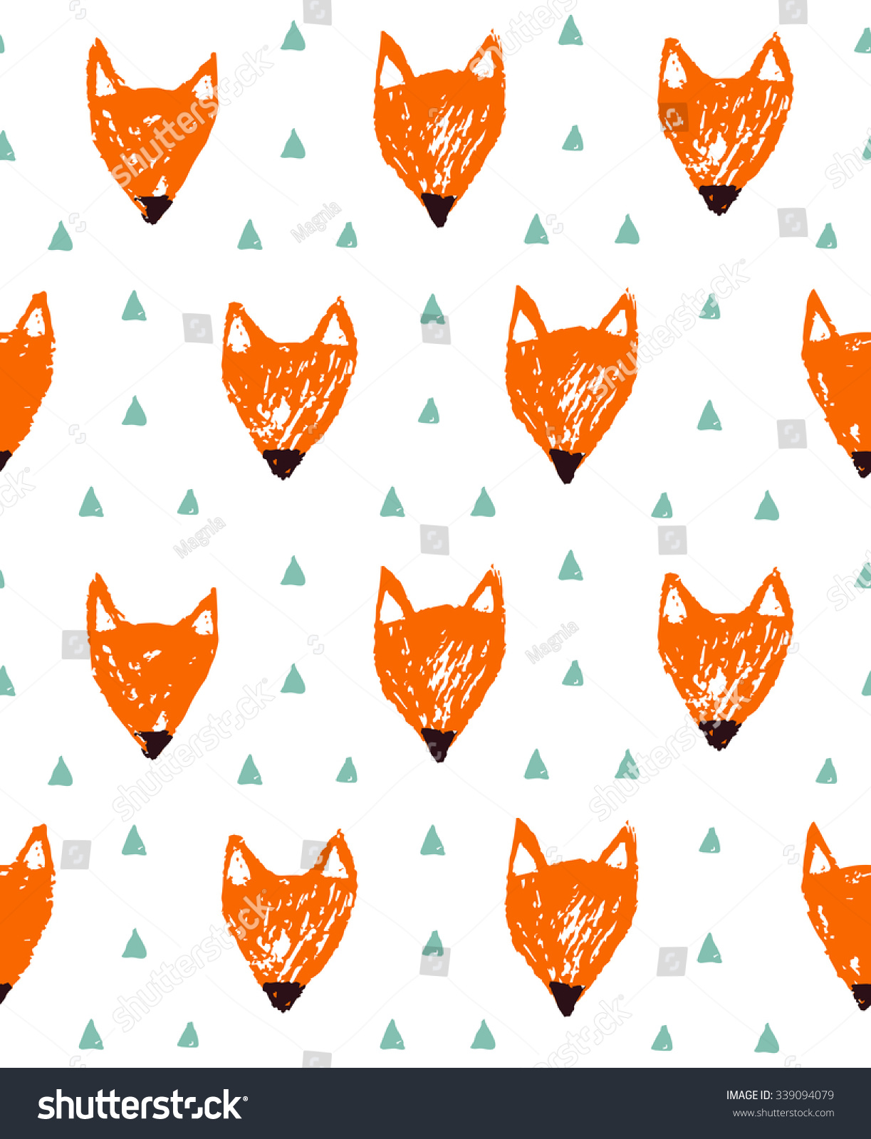 Seamless pattern with hand drawn fox_站酷海洛_正版图片_视频_字体_音乐素材交易平台_站酷旗下品牌