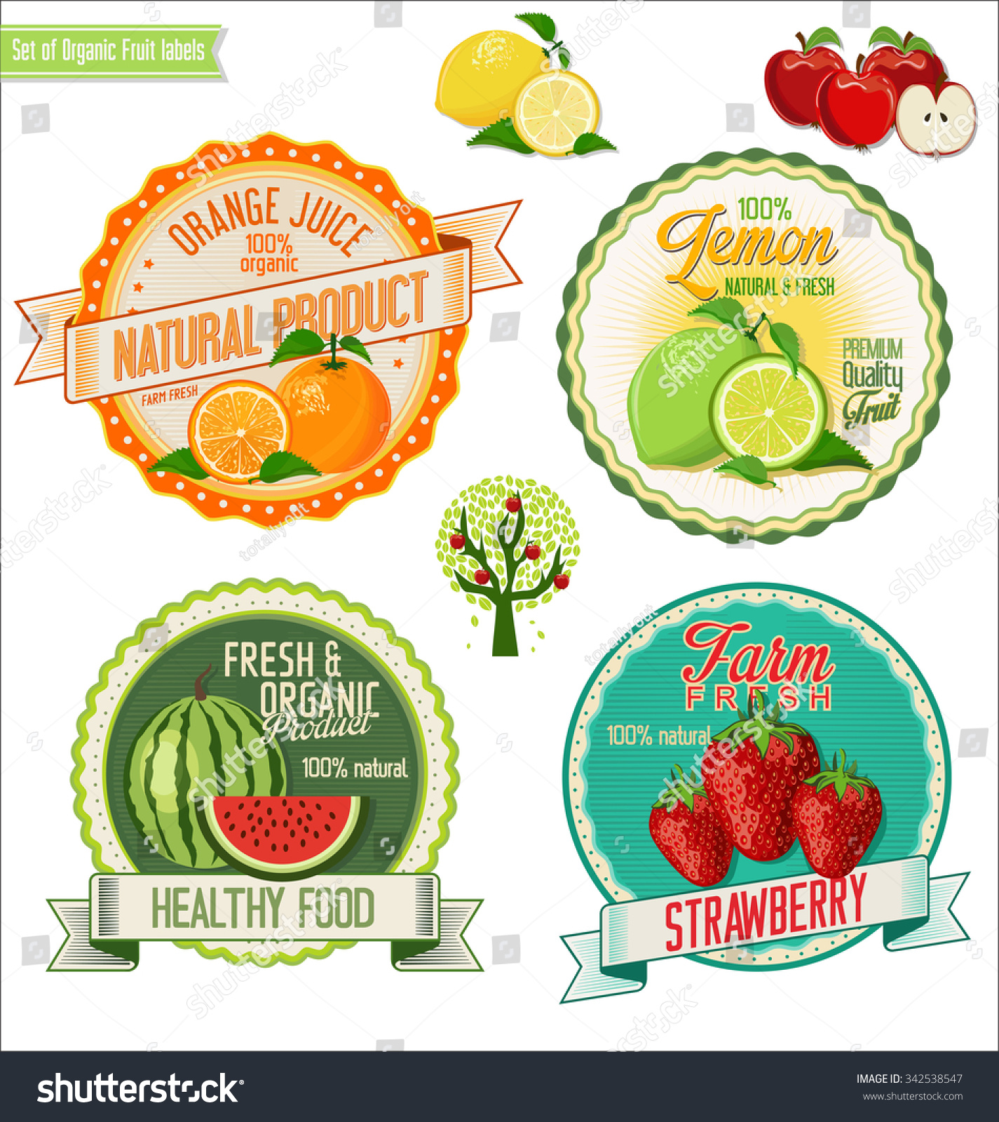 Set of Fresh and Organic labels