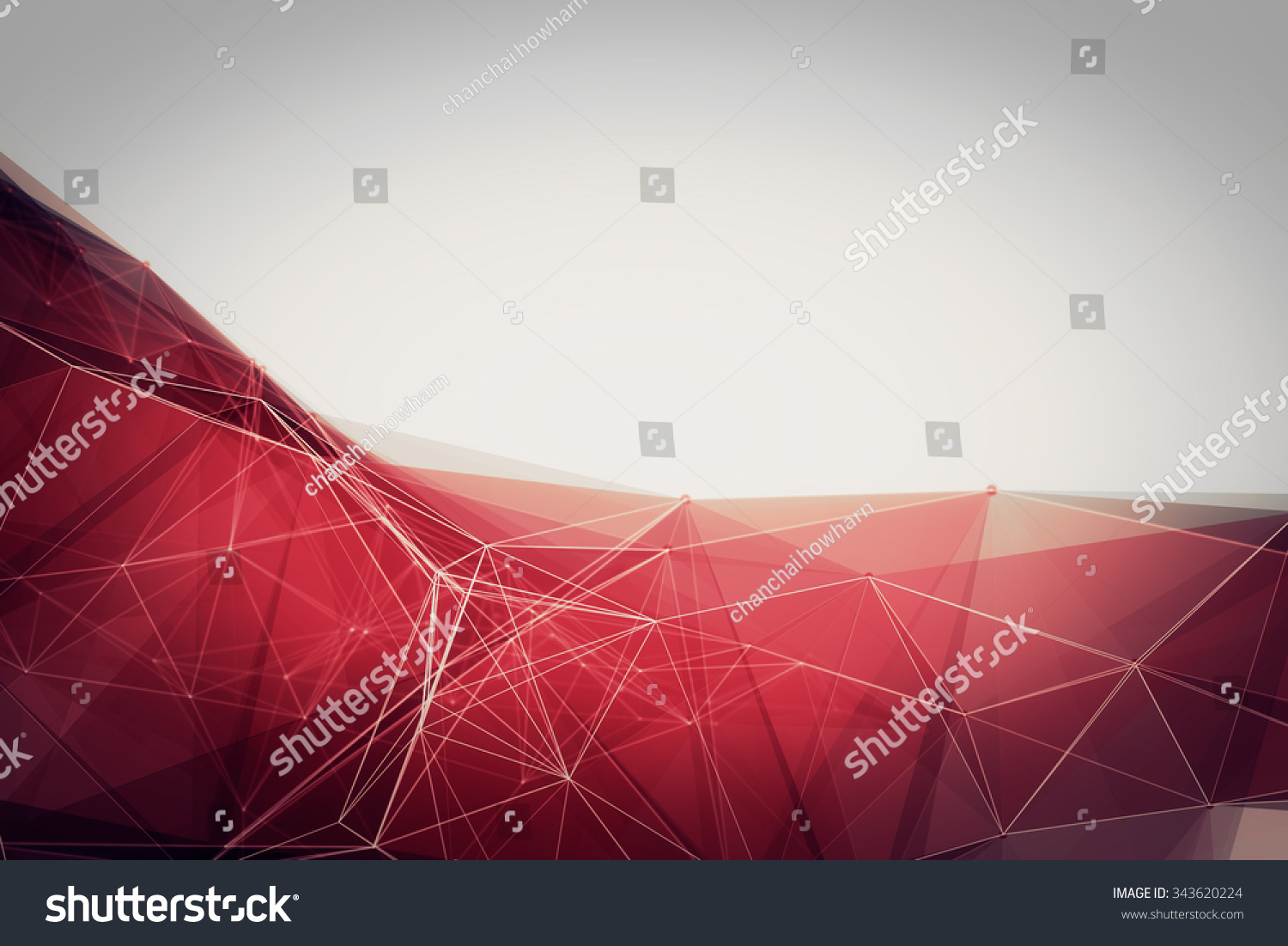 Abstract polygonal space low poly red background with connecting dots and lines. Connection structure. Futuristic HUD background. 