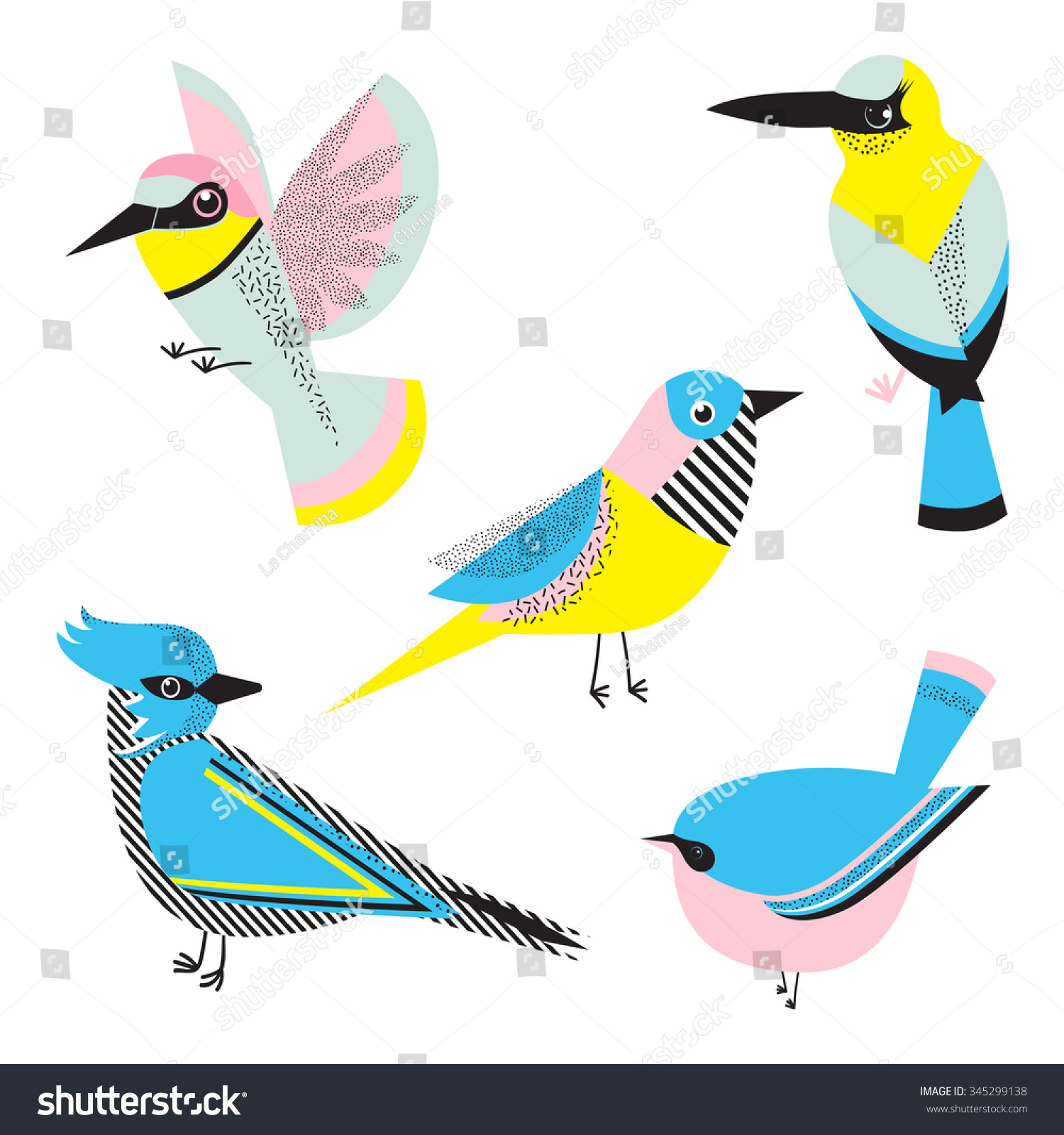 Abstract geometric birds