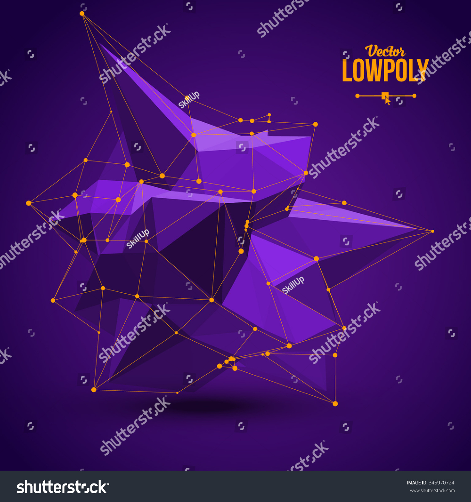 3D Low Polygon Geometry Background. Abstract Polygonal Geometric Shape. Lowpoly Minimal Style Art. Vector Illustration.