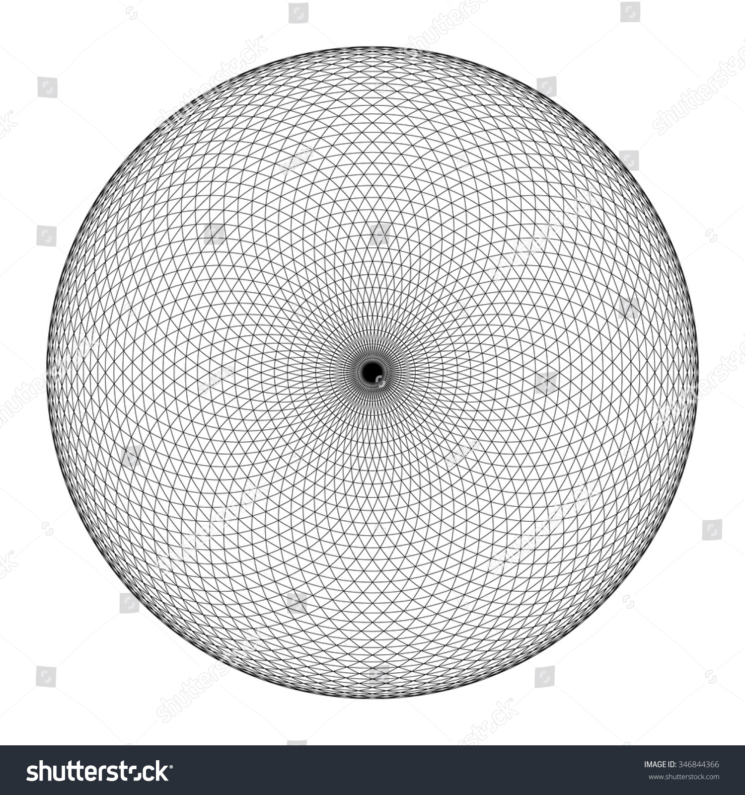 Black and White Circular Pattern from the Circles. Circular Mathematical Ornament. Mandala. Vector Illustration.