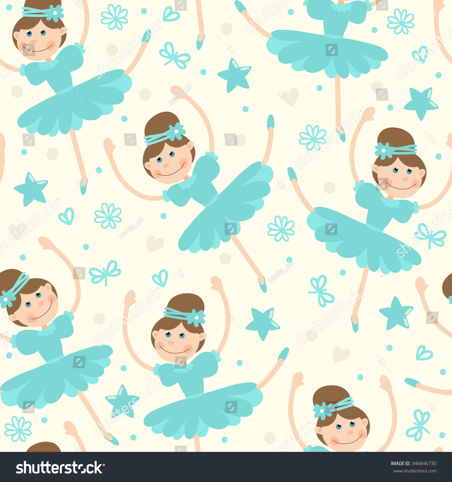 Seamless pattern with little ballerina.