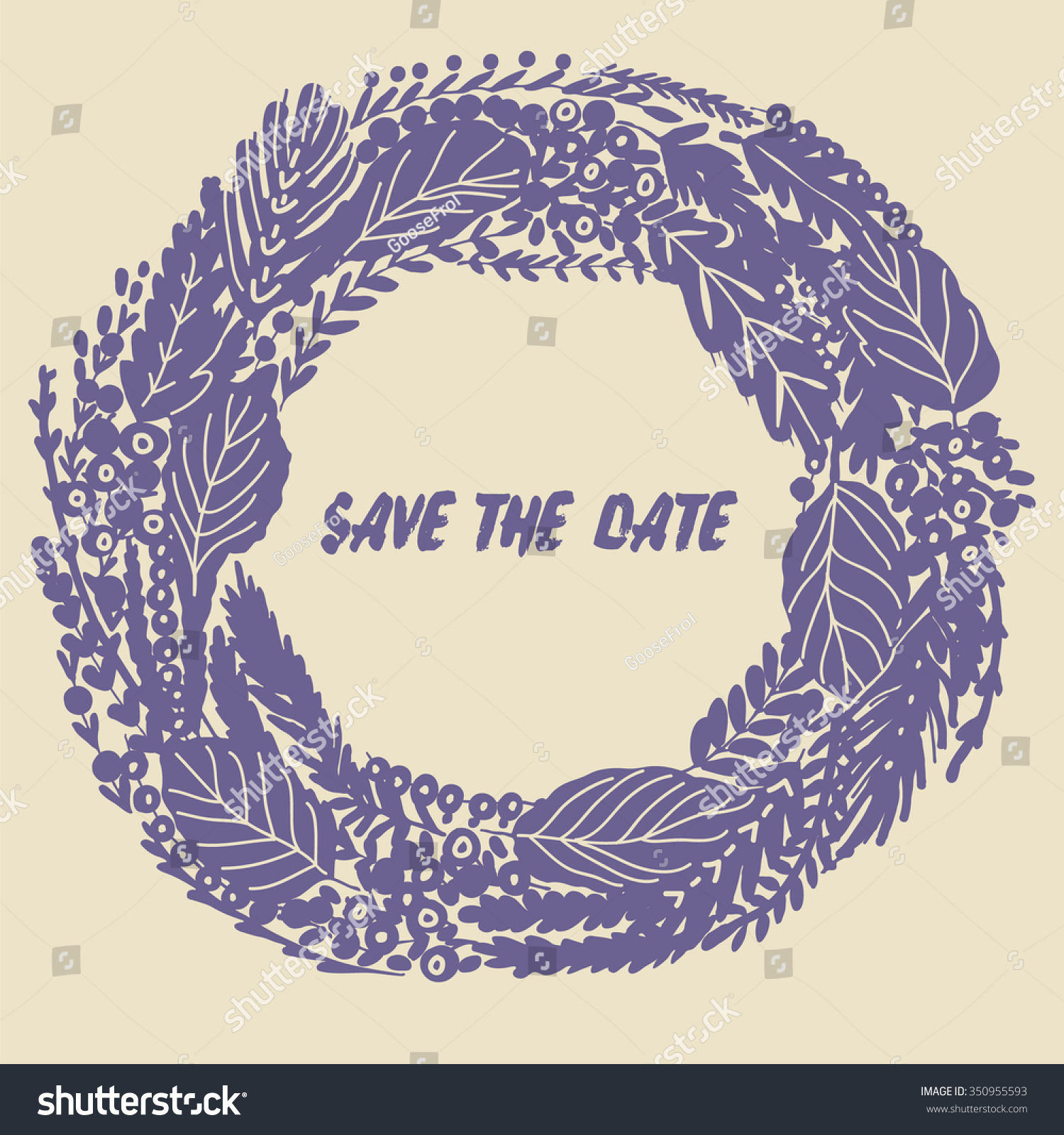 Floral wreath vector silhouette save the date
