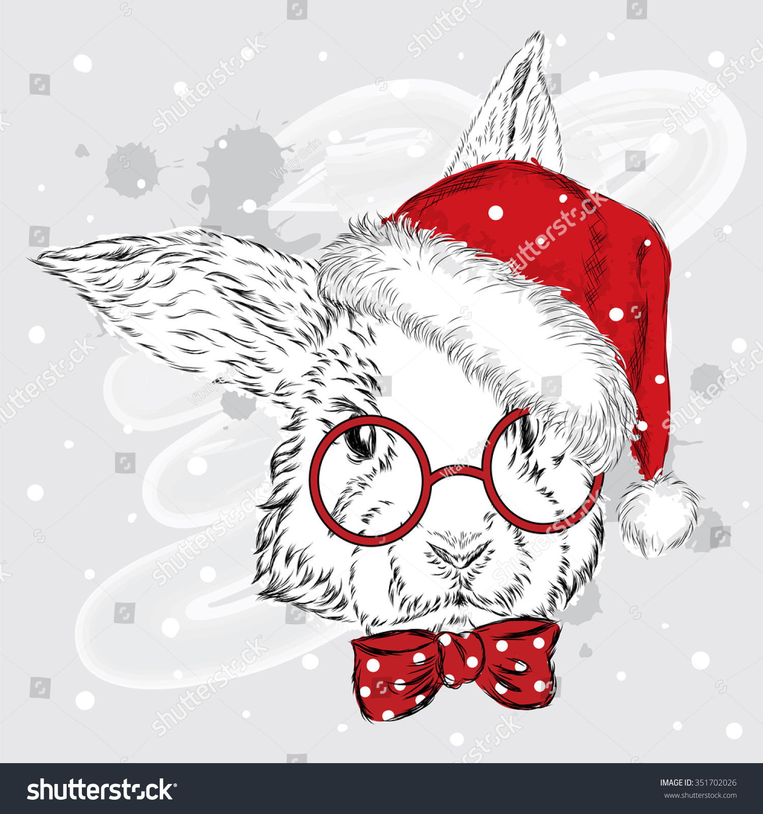 rabbitvectorhanddrawingoftheanimalprinthipsterwatercolorbunny