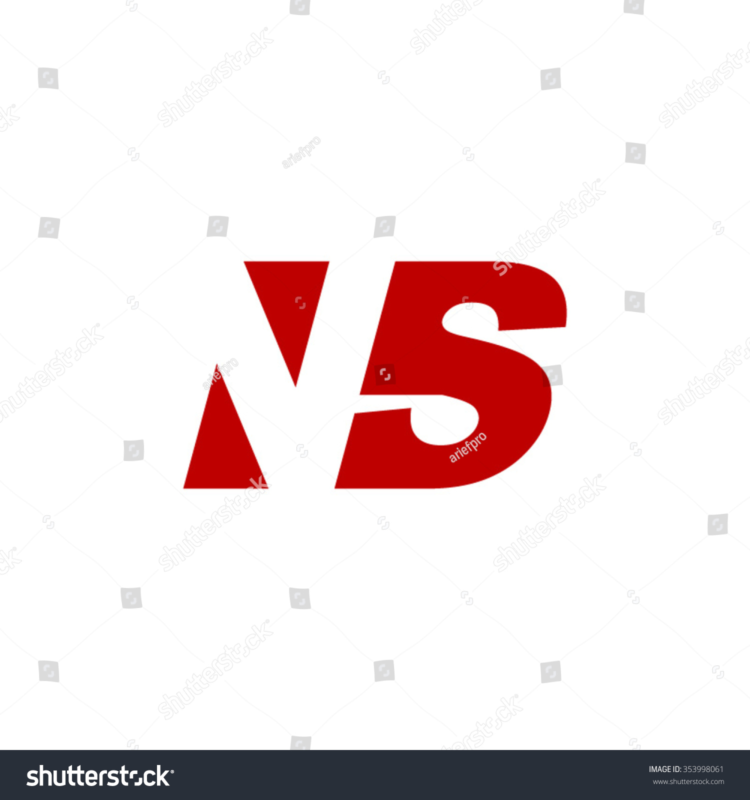 ns negative space letter logo red