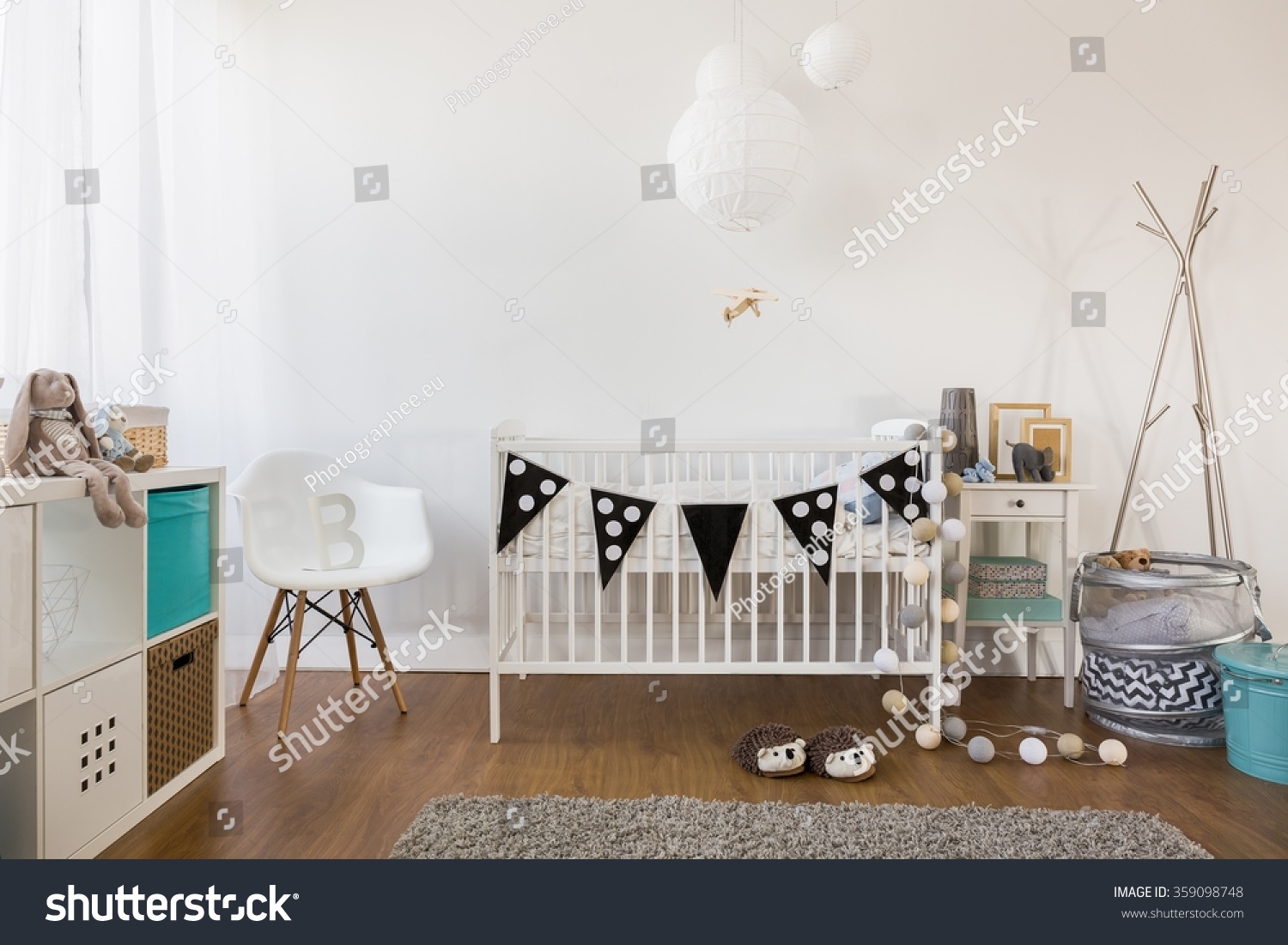 Horizontal view of cozy baby room decor