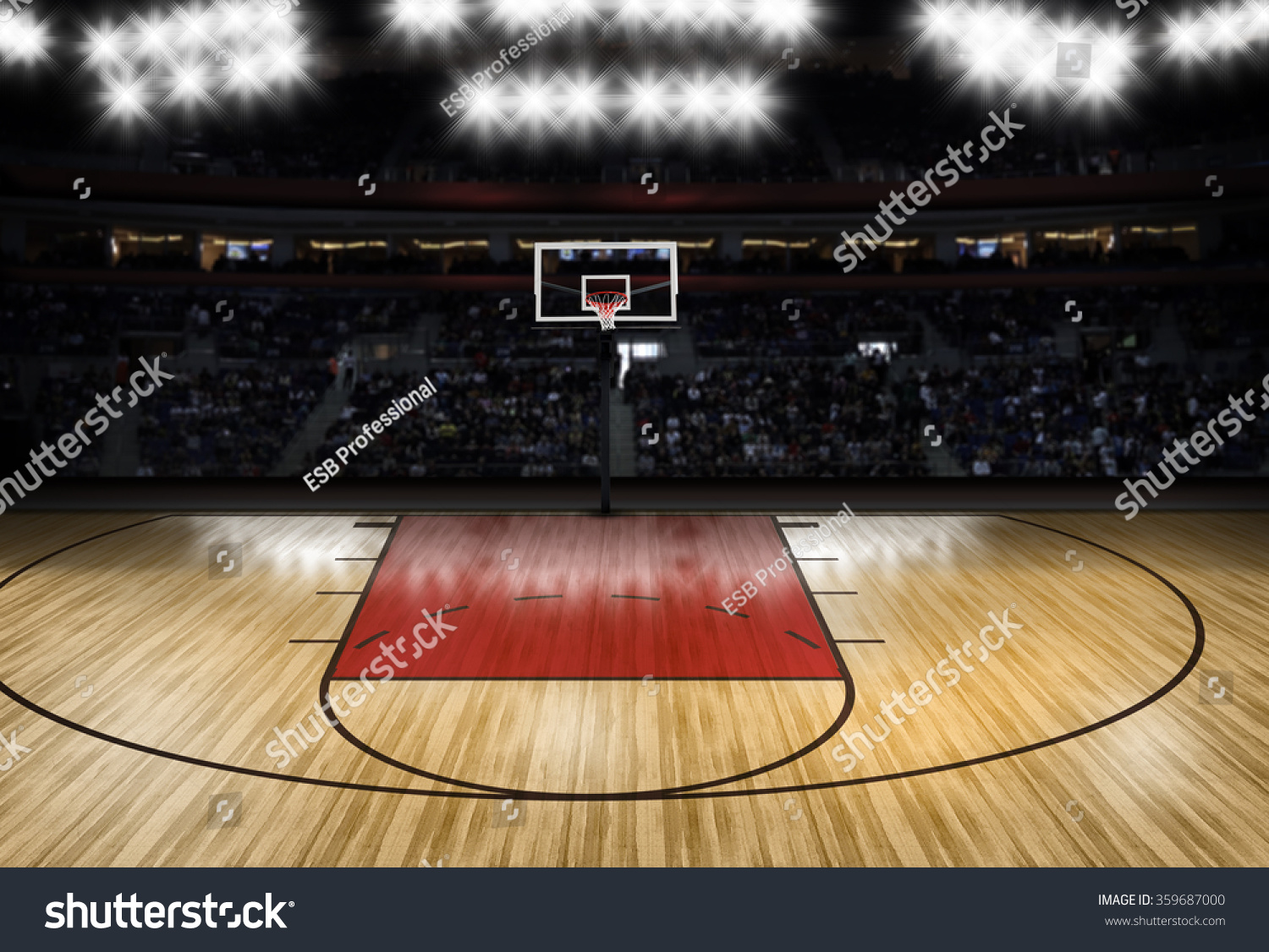 Empty basketball court