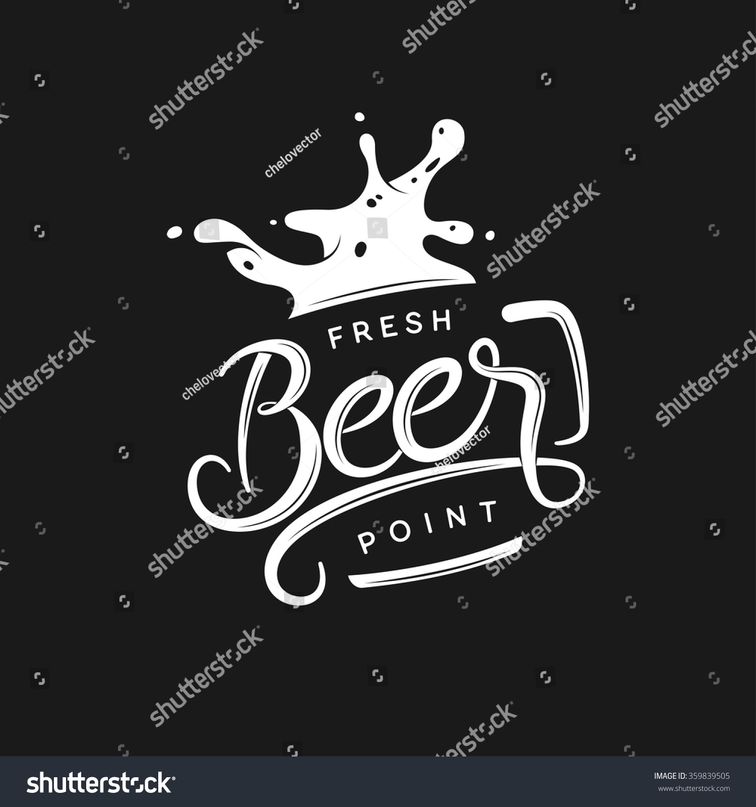 Beer point typography. Vector vintage lettering illustration. Chalkboard design element for beer pub. Beer advertising.