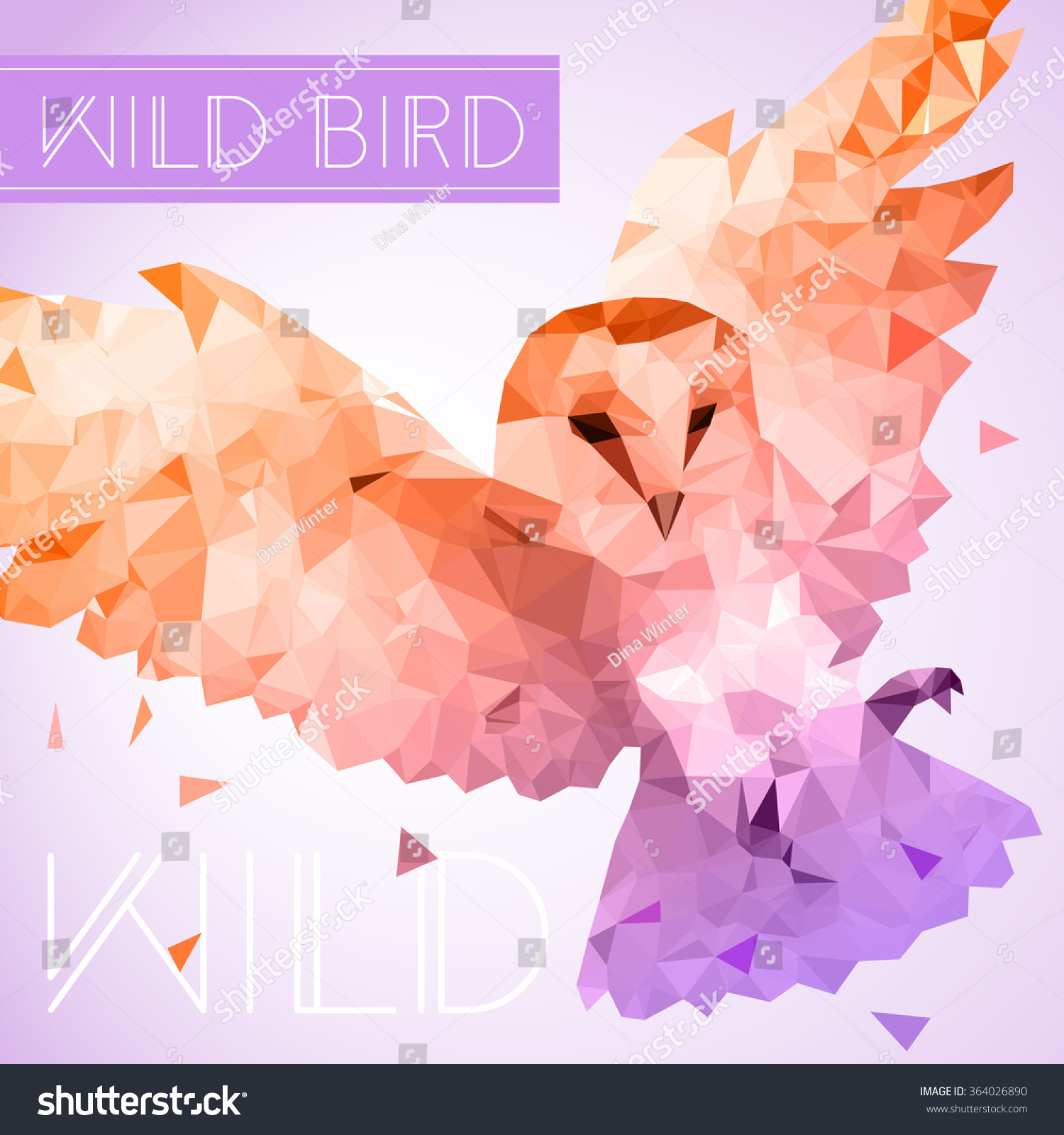 Flying owl in low poly style