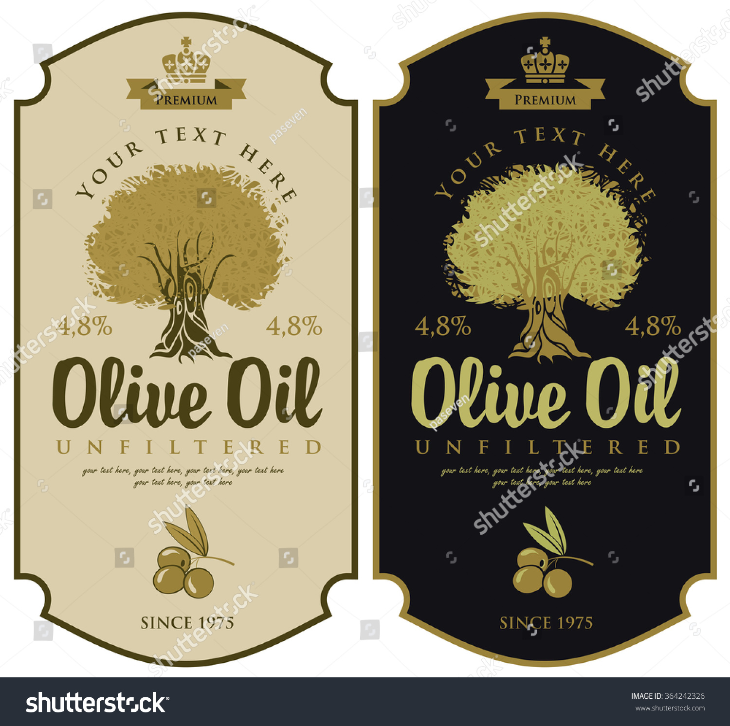 set of labels for olive oils with olive tree