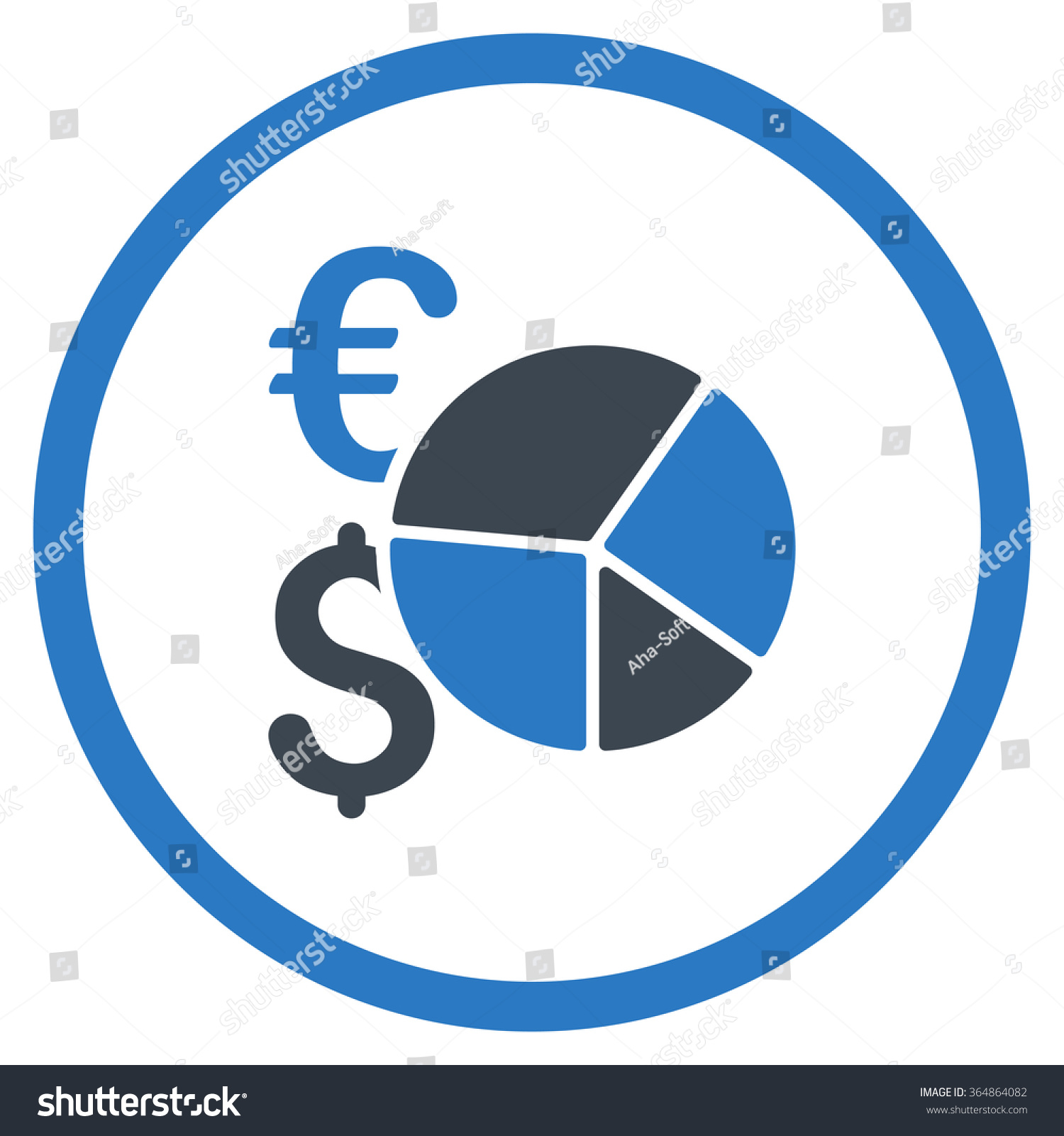 Financial Pie Chart vector icon. Style is bicolor flat circled symbol  smooth blue colors  rounded angles  white background.