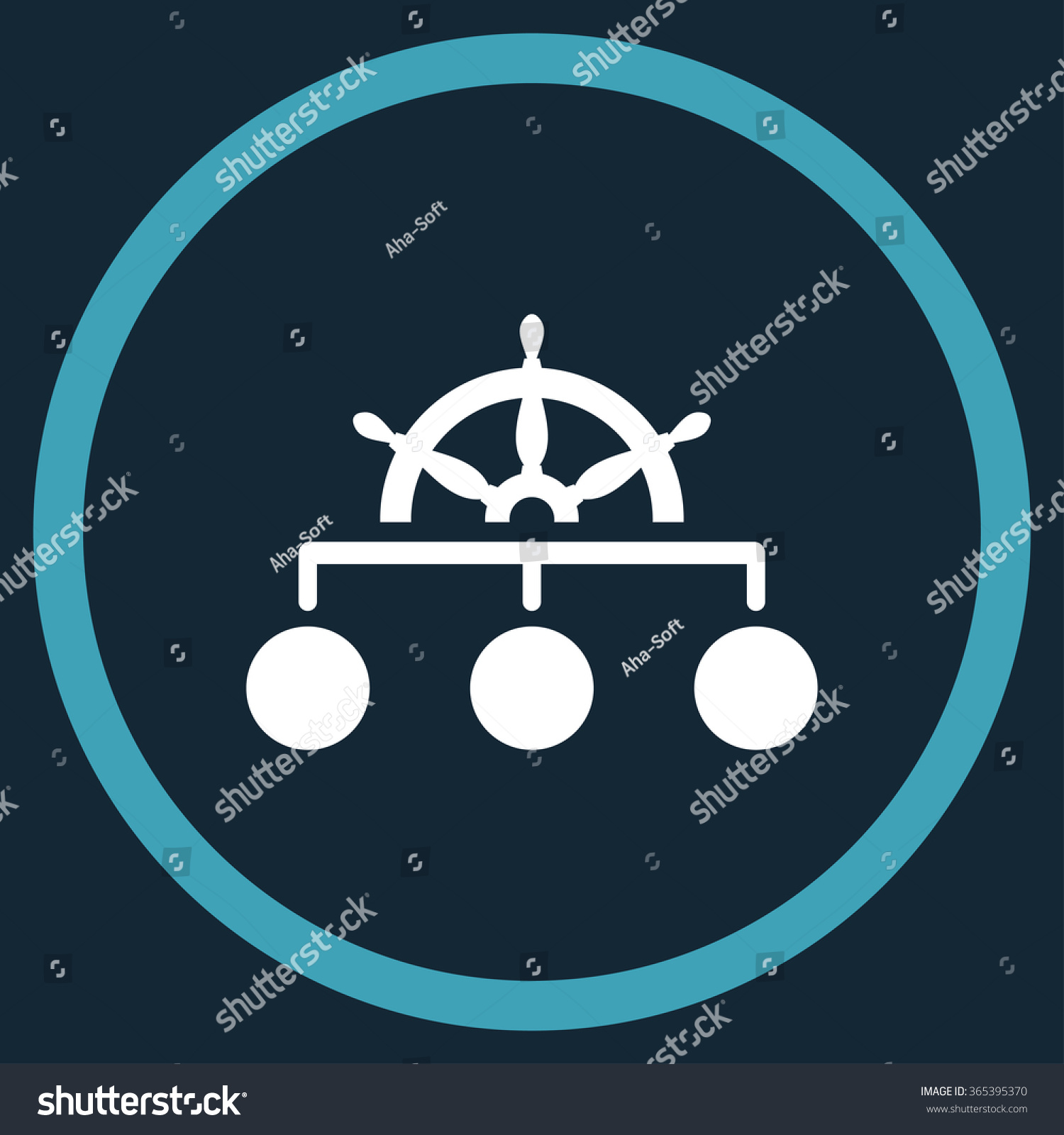 Management vector icon. Style is bicolor flat circled symbol  blue and white colors  rounded angles  dark blue background.