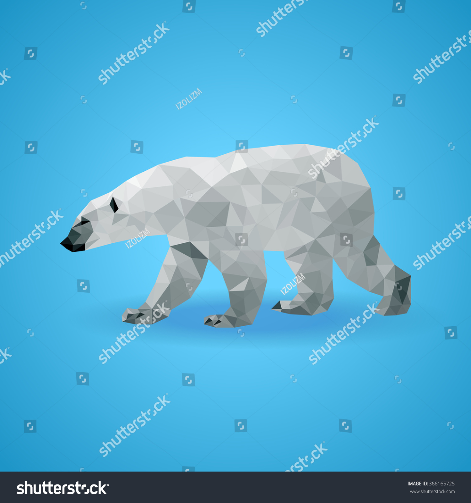Vector polar bear stylized triangle polygonal model. Low poly design.