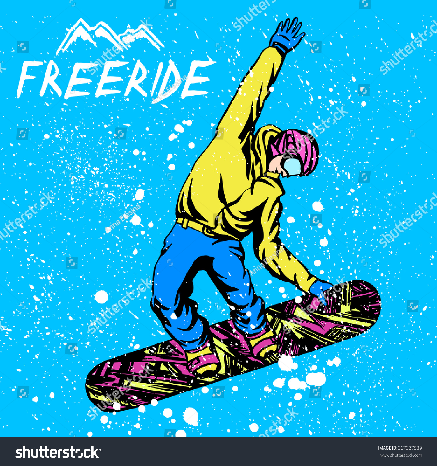 Snowboarder illustration vector. Winter sport  freeride