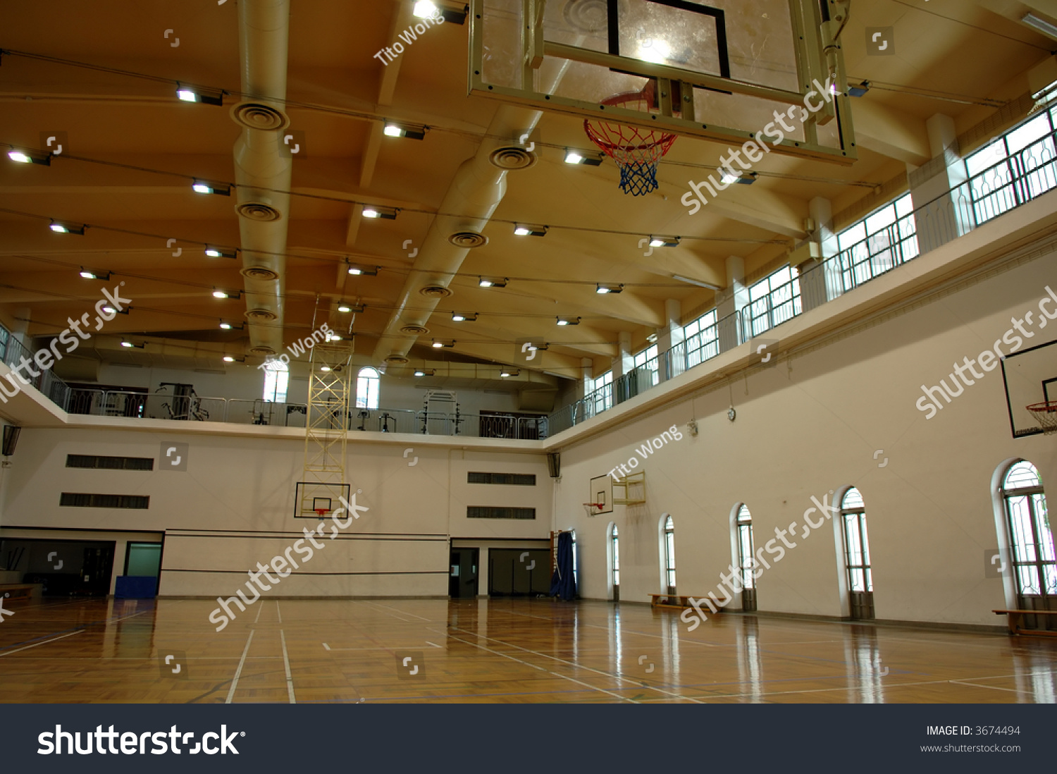 A perspective view of basketball court