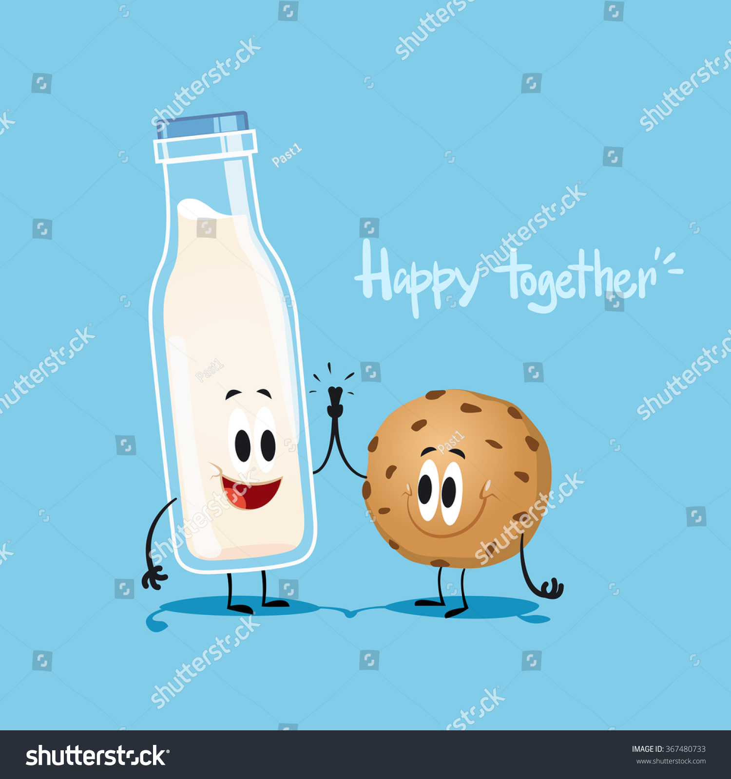 Milk and cookie. Cute illustration