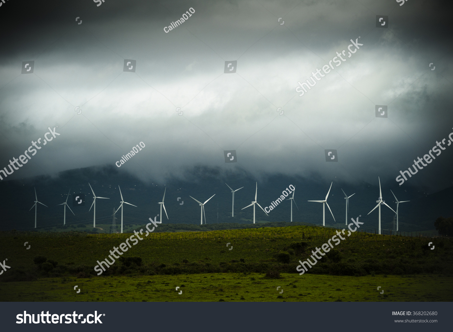Wind power generators on the storm