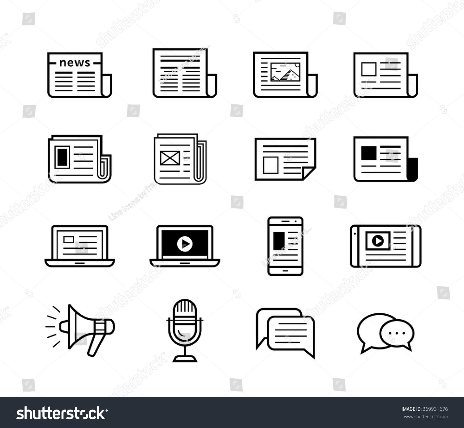 News publish media icons. Newspaper and modern devices and technology. Vector illustration