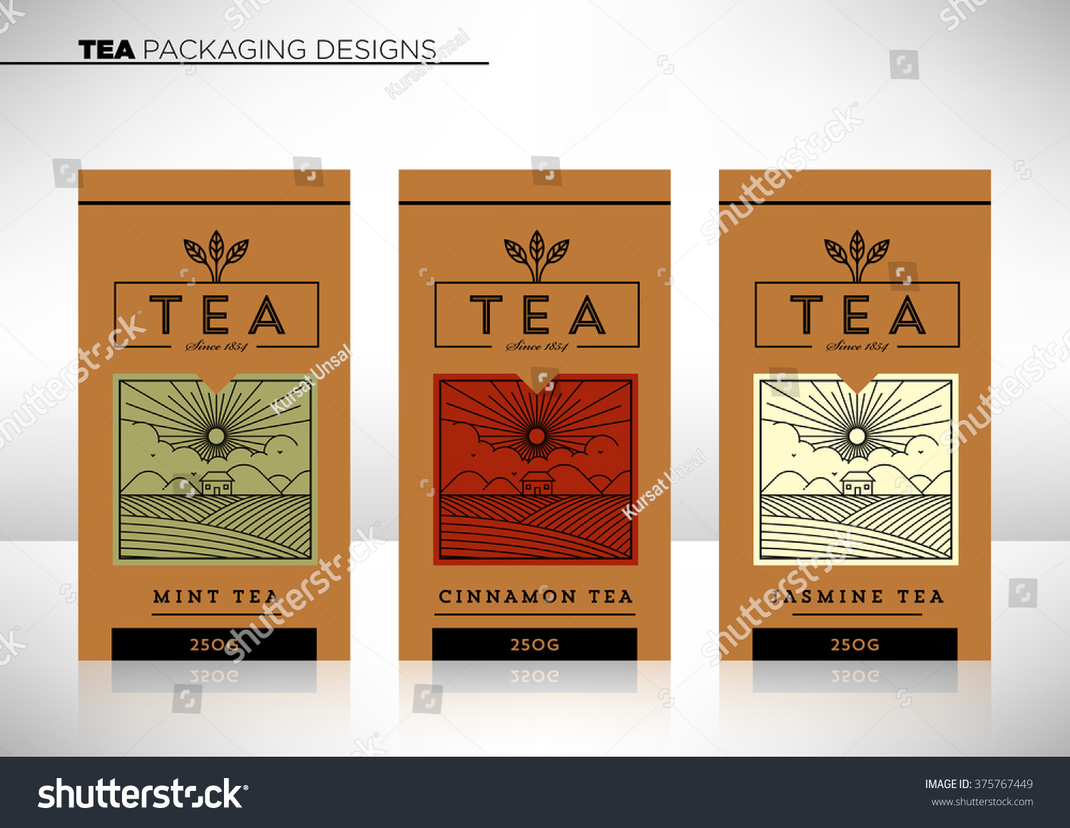 Trendy Vector Tea Packaging Template