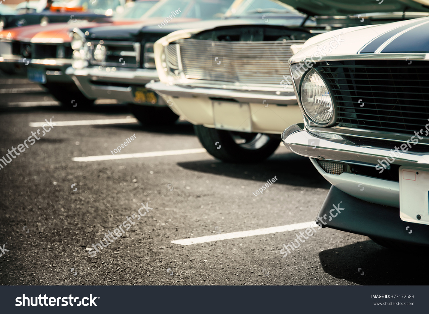 Classic cars in a row