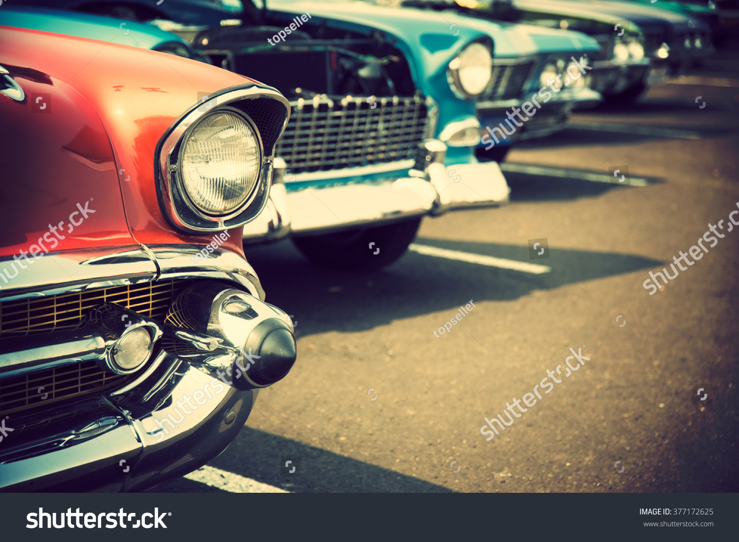 Classic cars in a row
