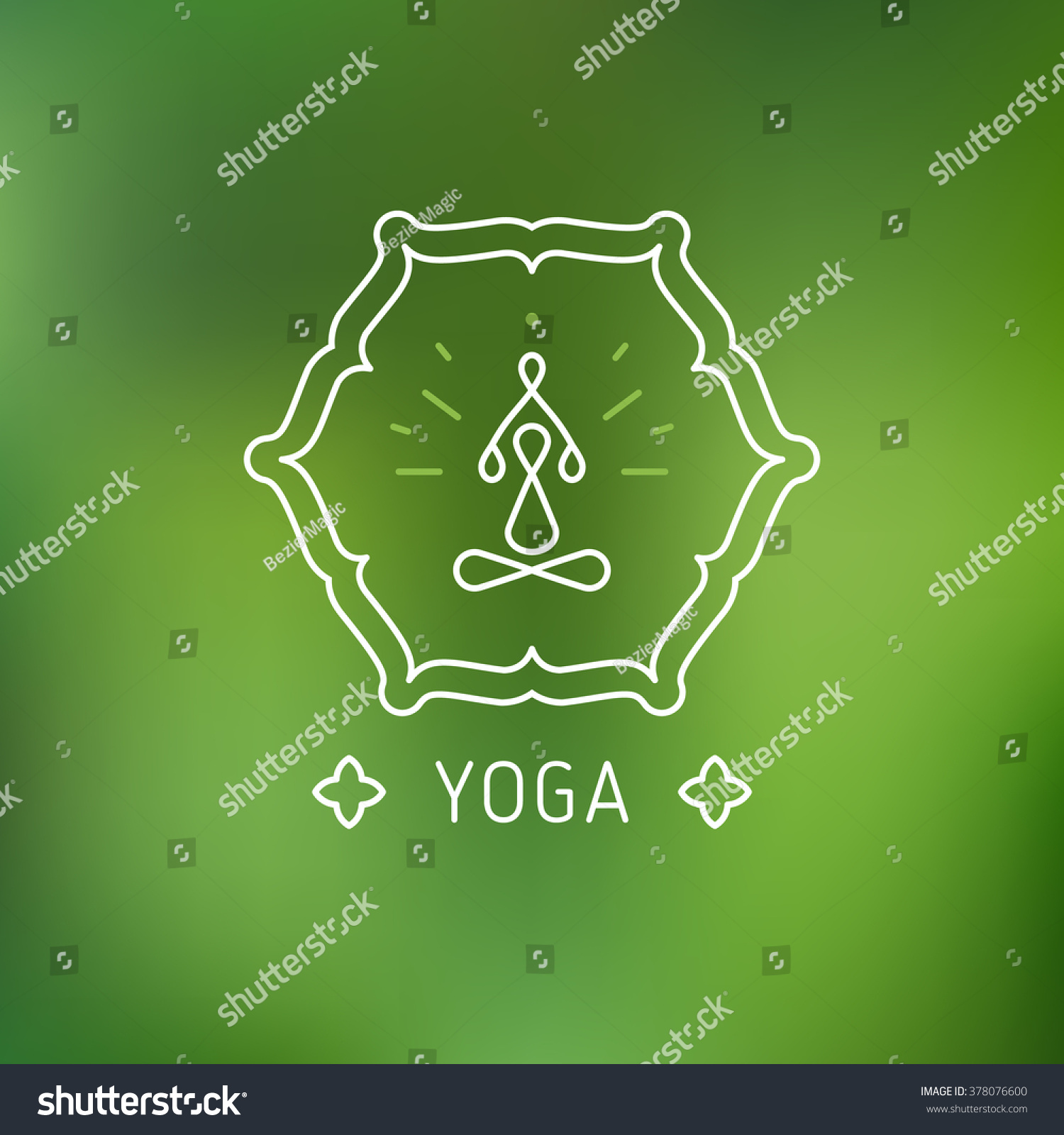 Yoga logo in linear style.
Vector illustration. For spa  yoga studio  massage or beauty salon.
