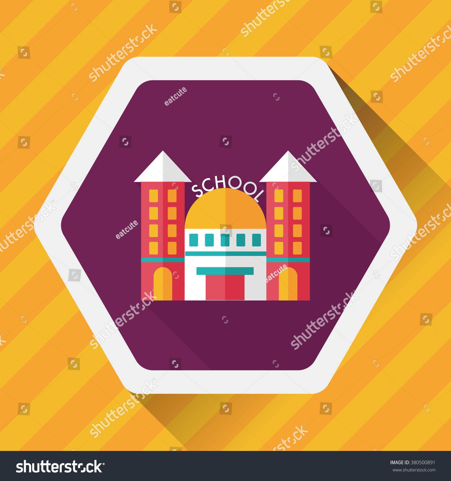 school building flat icon with long shadow eps10