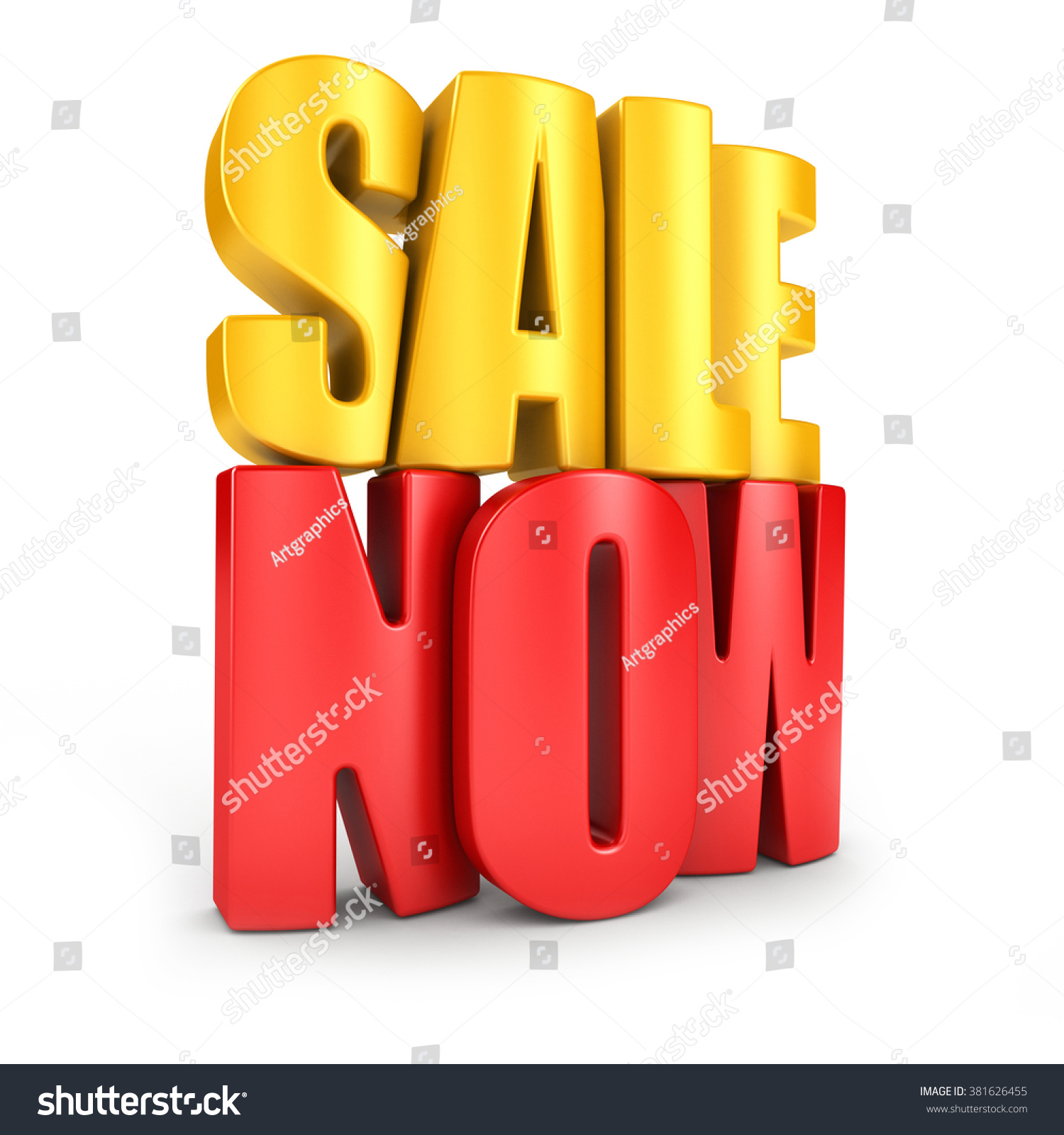 sale now 3d text isolated over white background