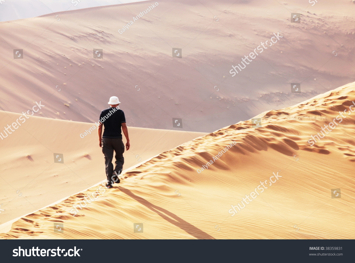 Hike in sand desert