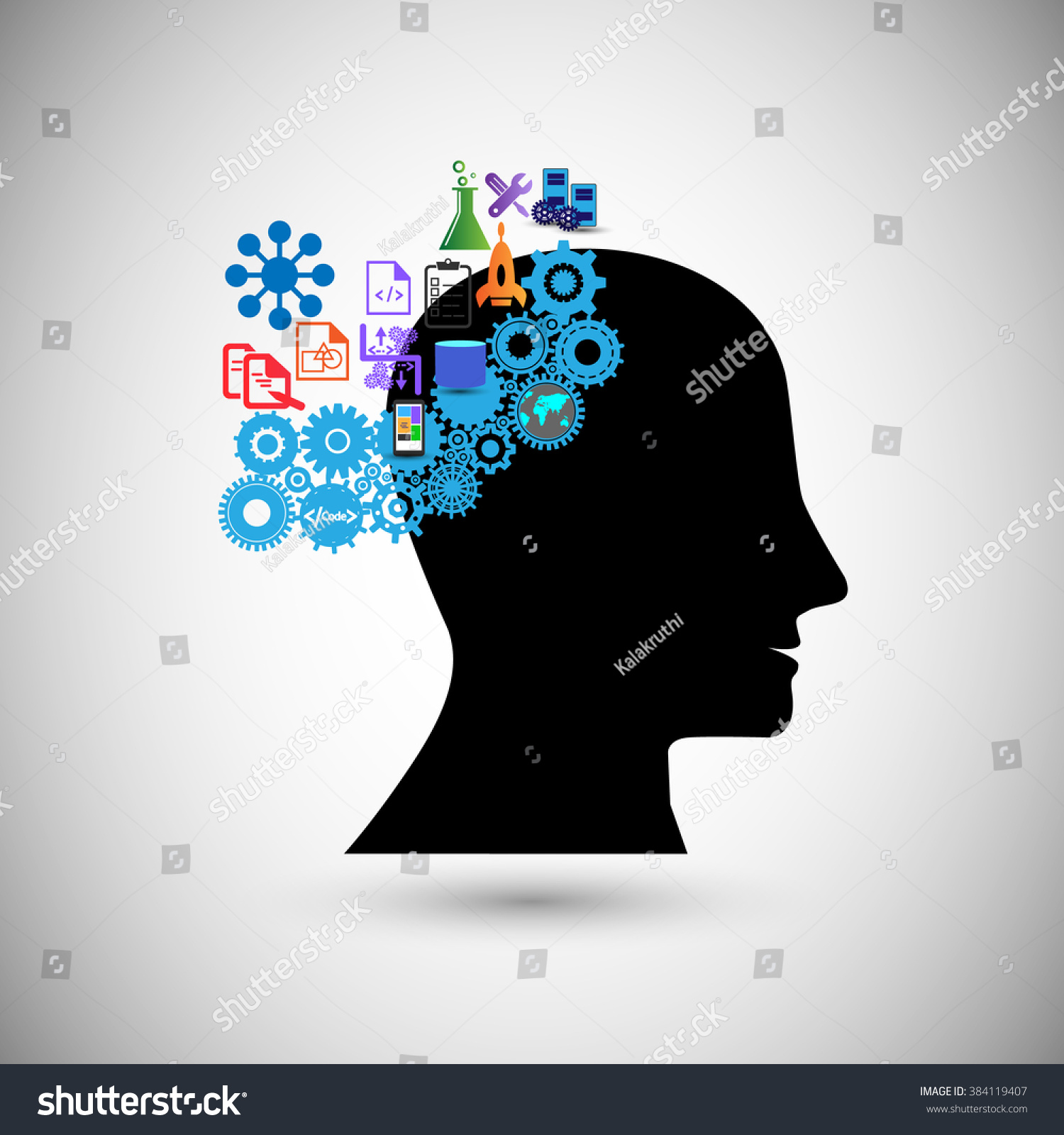 Concept of human intelligence Brain storming  gain knowledge  Also Illustrates concept of human thinking  creativity  inspiration  idea   imagination  innovation  discovery and think outside the box