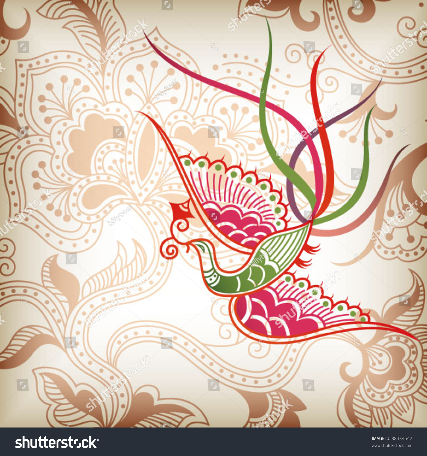 Abstract Floral and Bird