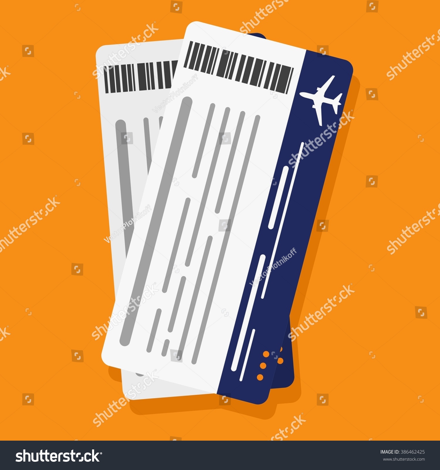 Airplane boarding pass tickets. Travel concept isolated on ogange background