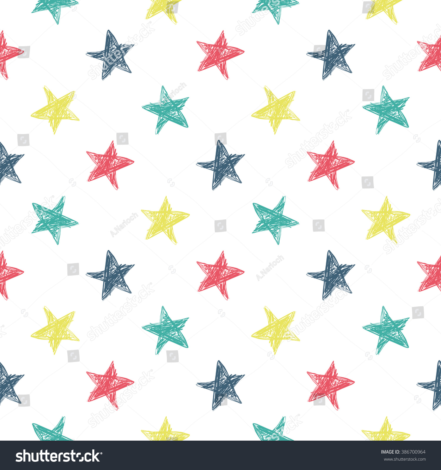 Seamless Pattern With Hand Drawn Stars.
