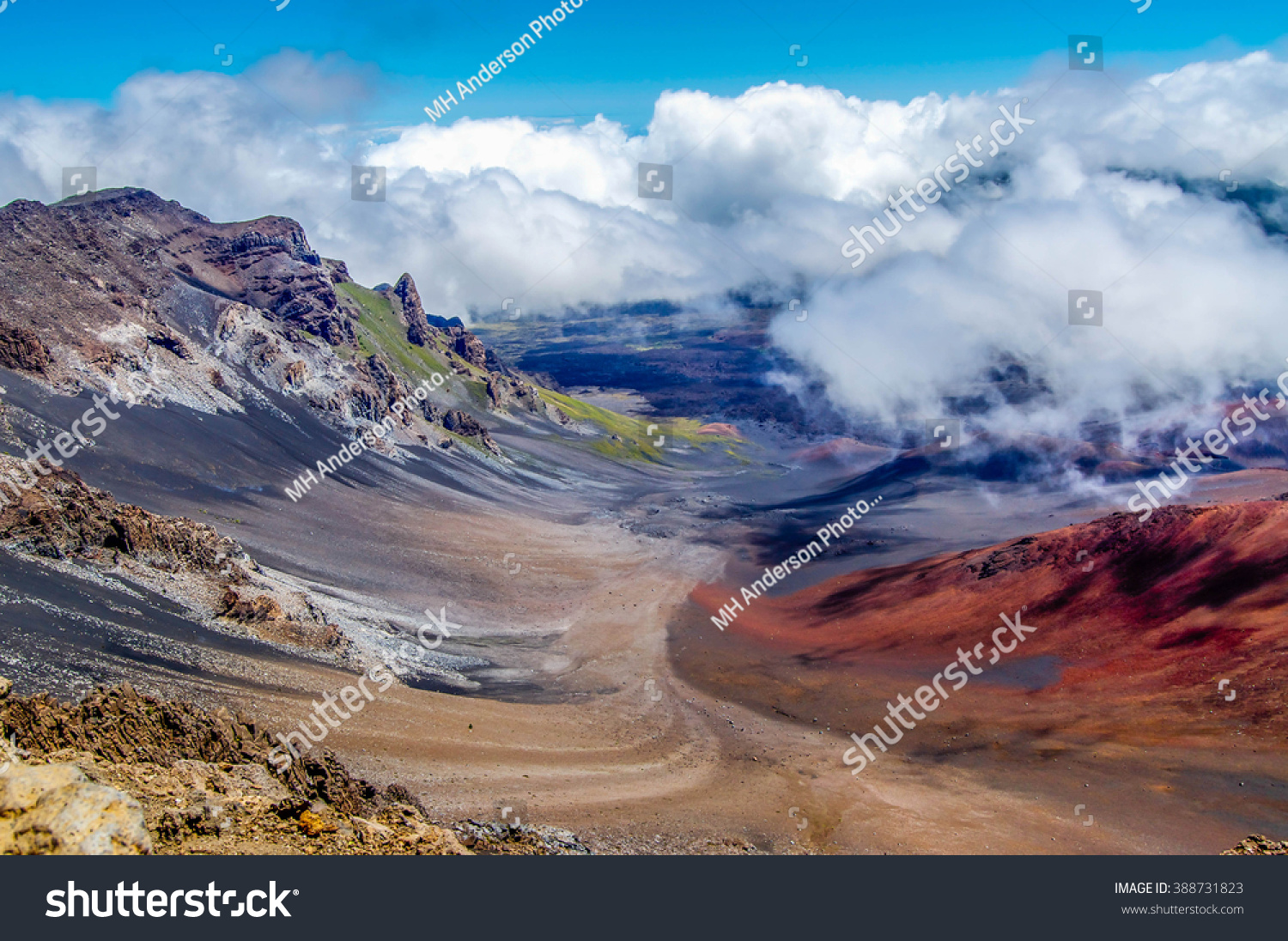 The beautiful colors seen in the massive volcanic crater at Haleakala National Park on the island of Maui  Hawaii.