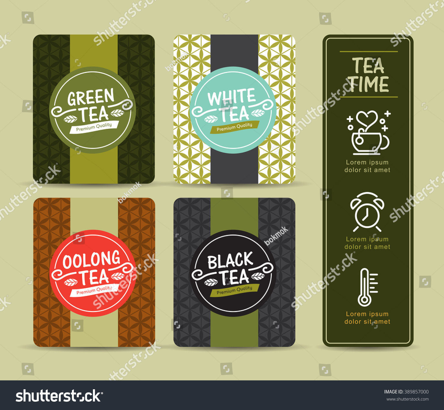 Vector set of templates packaging tea