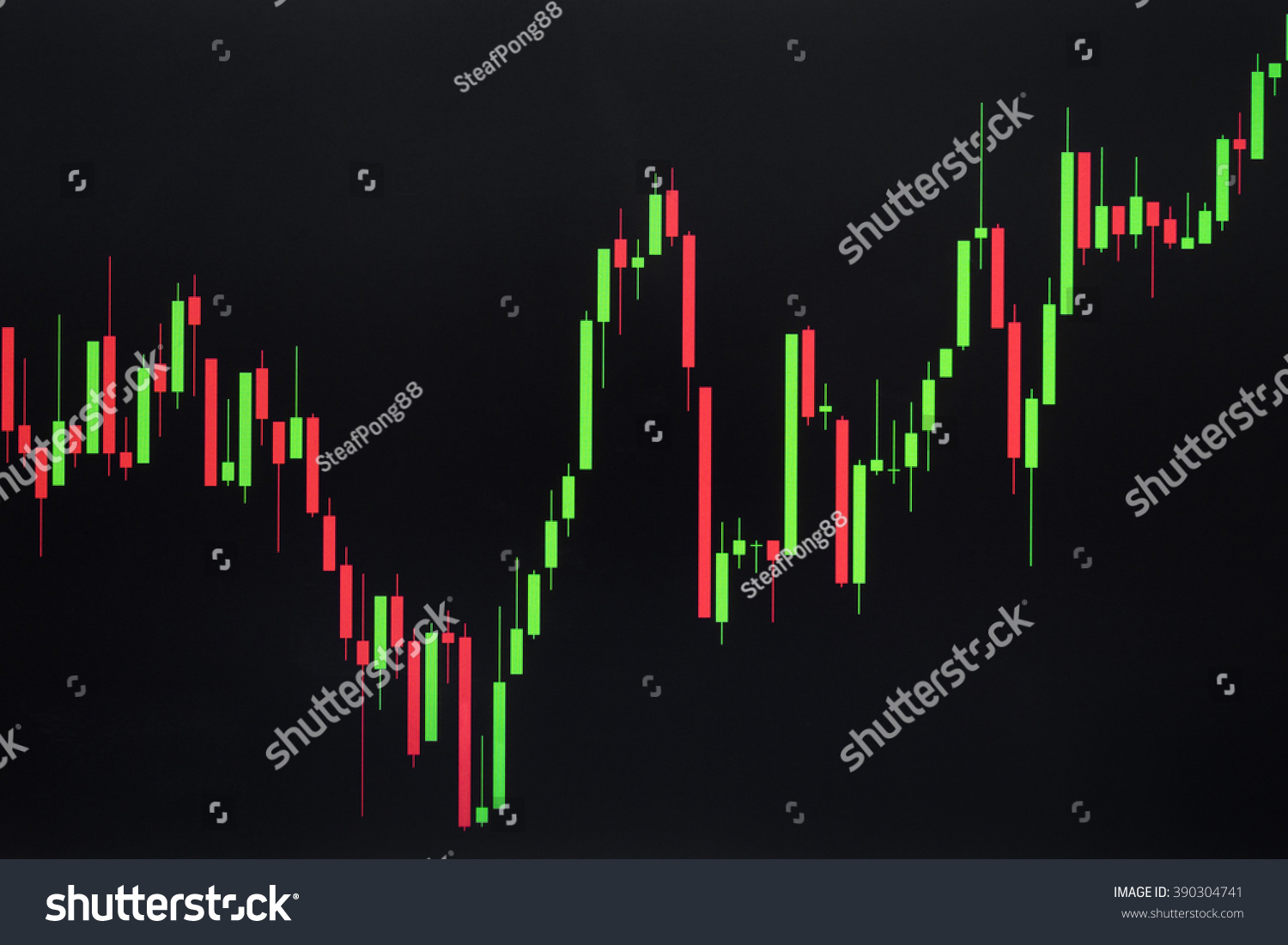 Stock graph or forex graph or candlestick chart on black background
