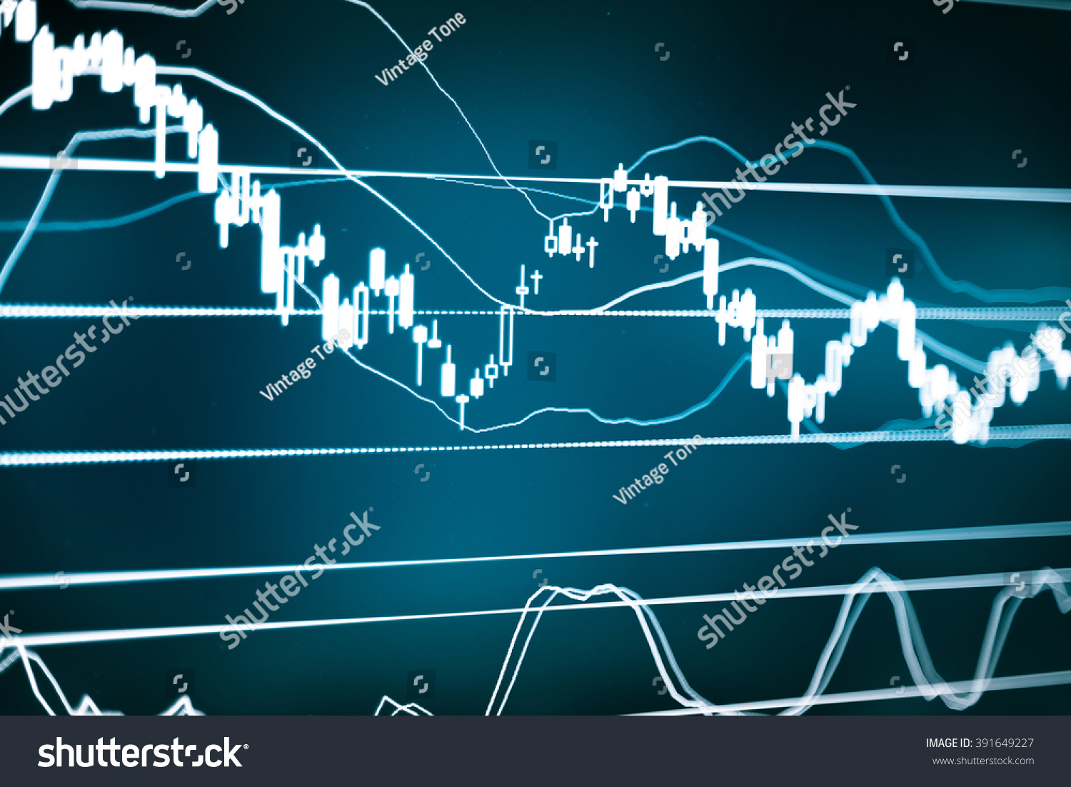 Business graphs on the monitor. Stock chart on the screen. Stock graph chart at exchange market screen. Forex market. Investment. Financial concept. Trading software window on PC screen close-up.