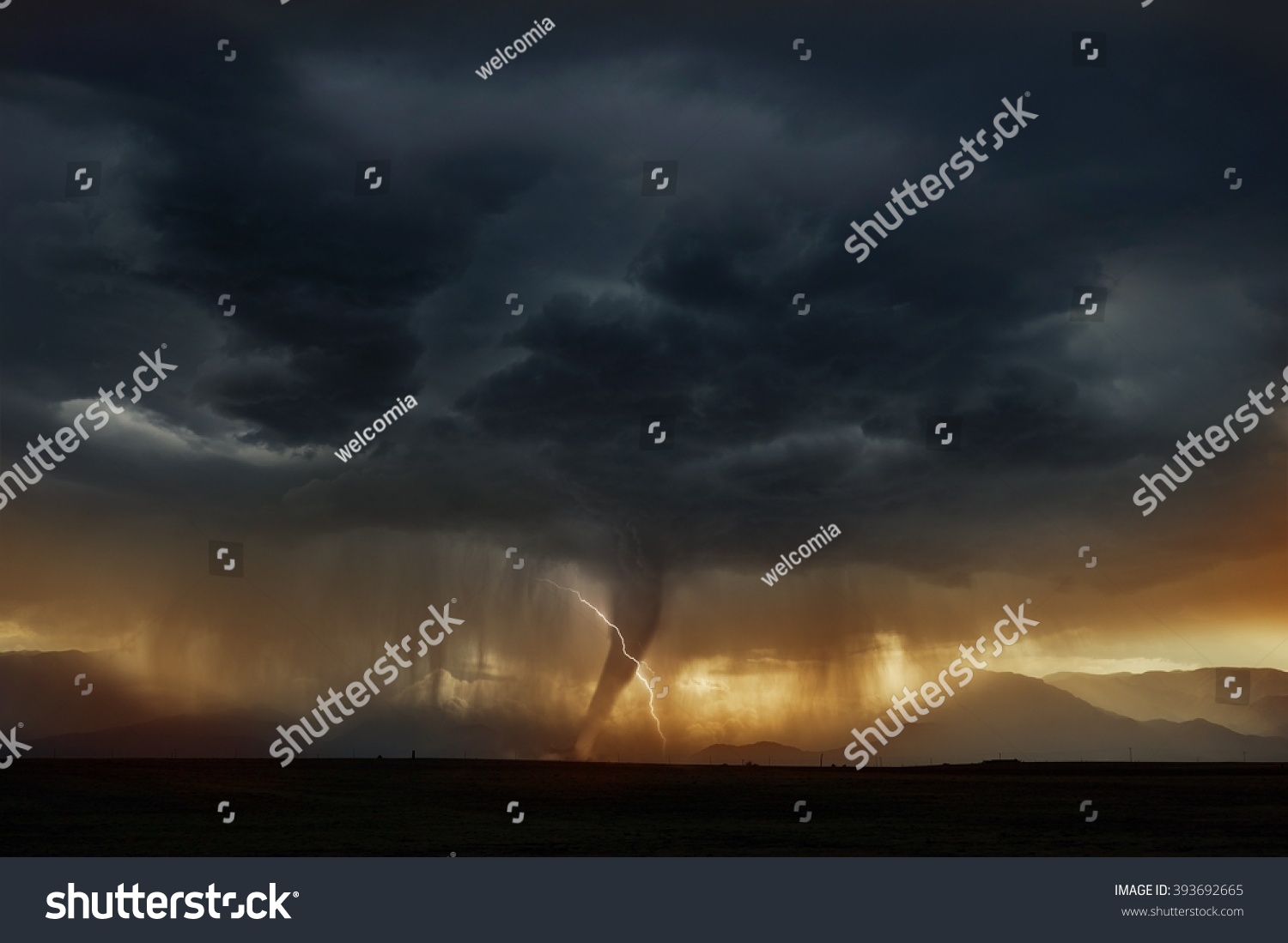Tornado Super Cell Storm on the American Plains. Scenic Stormy Weather.